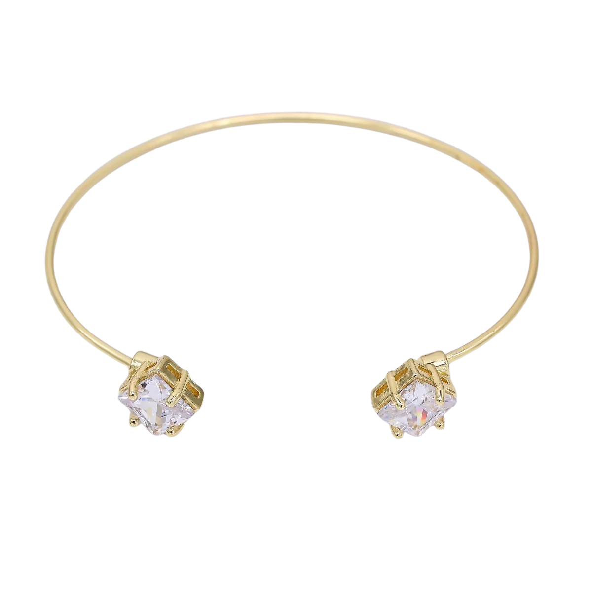 Twin Rhombus CZ Minimalist Cuff Bracelet BR-21WA3347