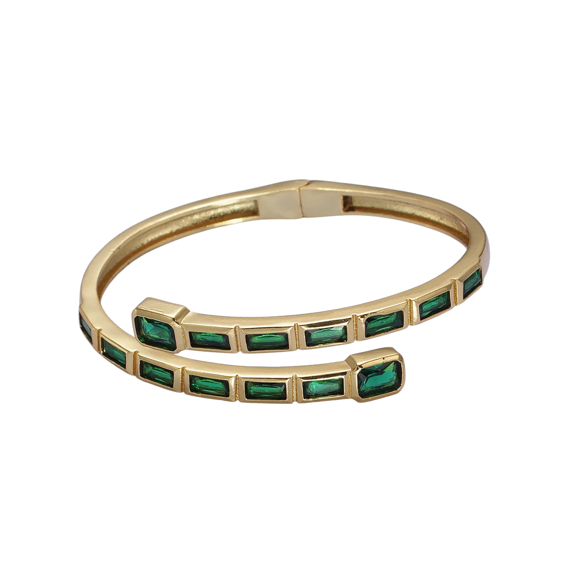 Colorful CZ Baguette Cuff Bracelet Open Bangle Stackable Jewelry ✦D BR-21WA1687 BR-21WA1689 BR-21WA1691