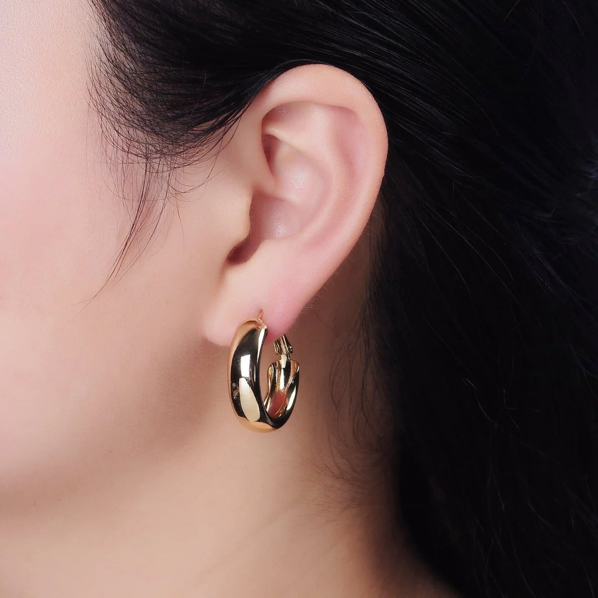 14K Gold Filled 35mmWide Band Dome Hinge Hoop Earrings ✦ EA-21AE551