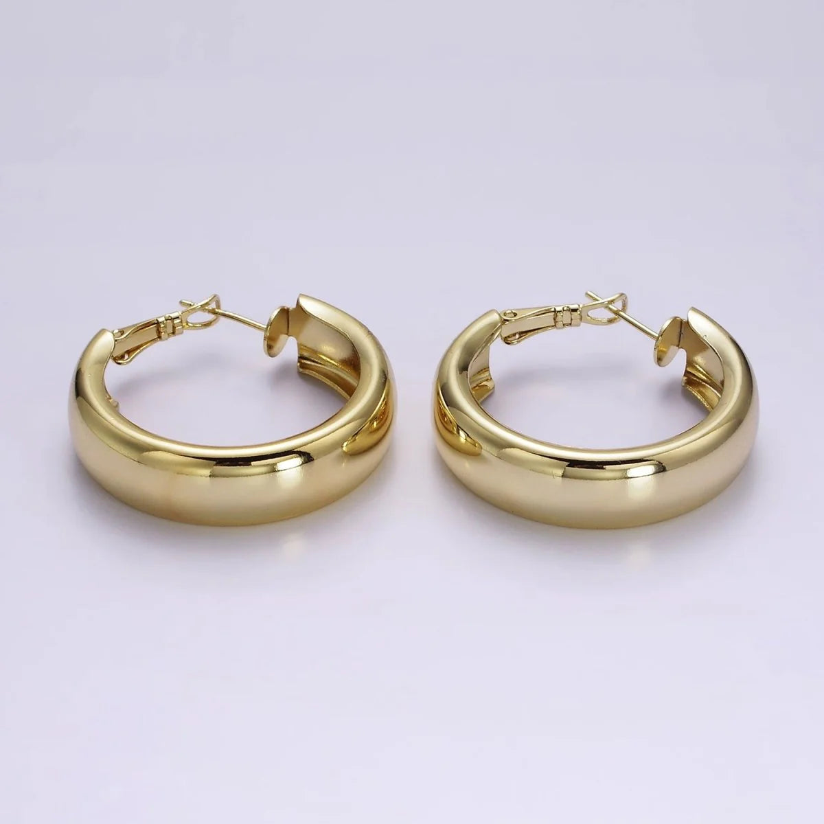 14K Gold Filled 45mm Wide Band Dome Hinge Hoop Earrings ✦ EA-21AE407