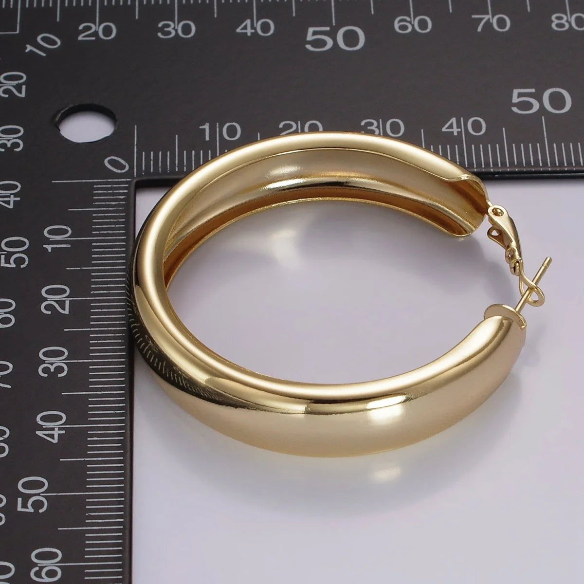14K Gold Filled 45mm Wide Band Dome Hinge Hoop Earrings ✦ EA-21AE407