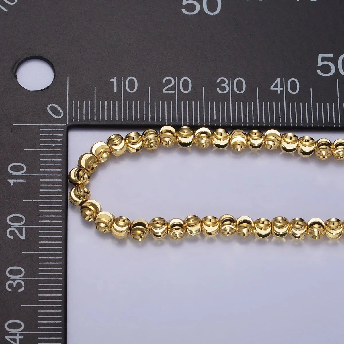 Sparkling Moon Cut Ball Bead Chain Necklace NC-21WA1570