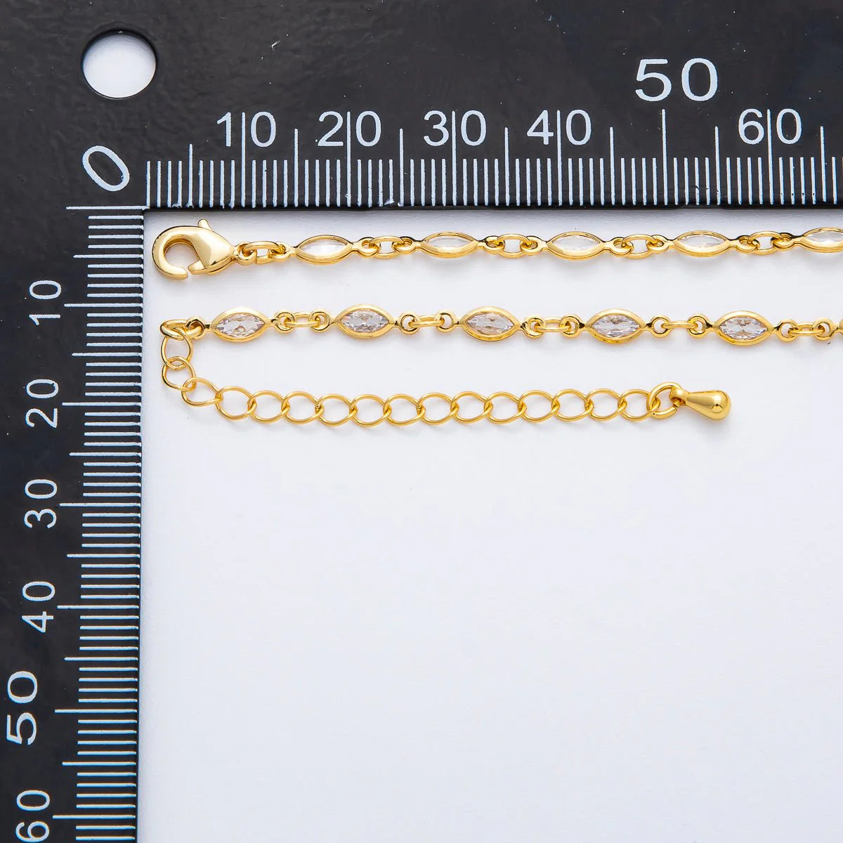 Clear Marquise CZ Chain 20 Inch Lariat Necklace w. Extender NC-21WA3275