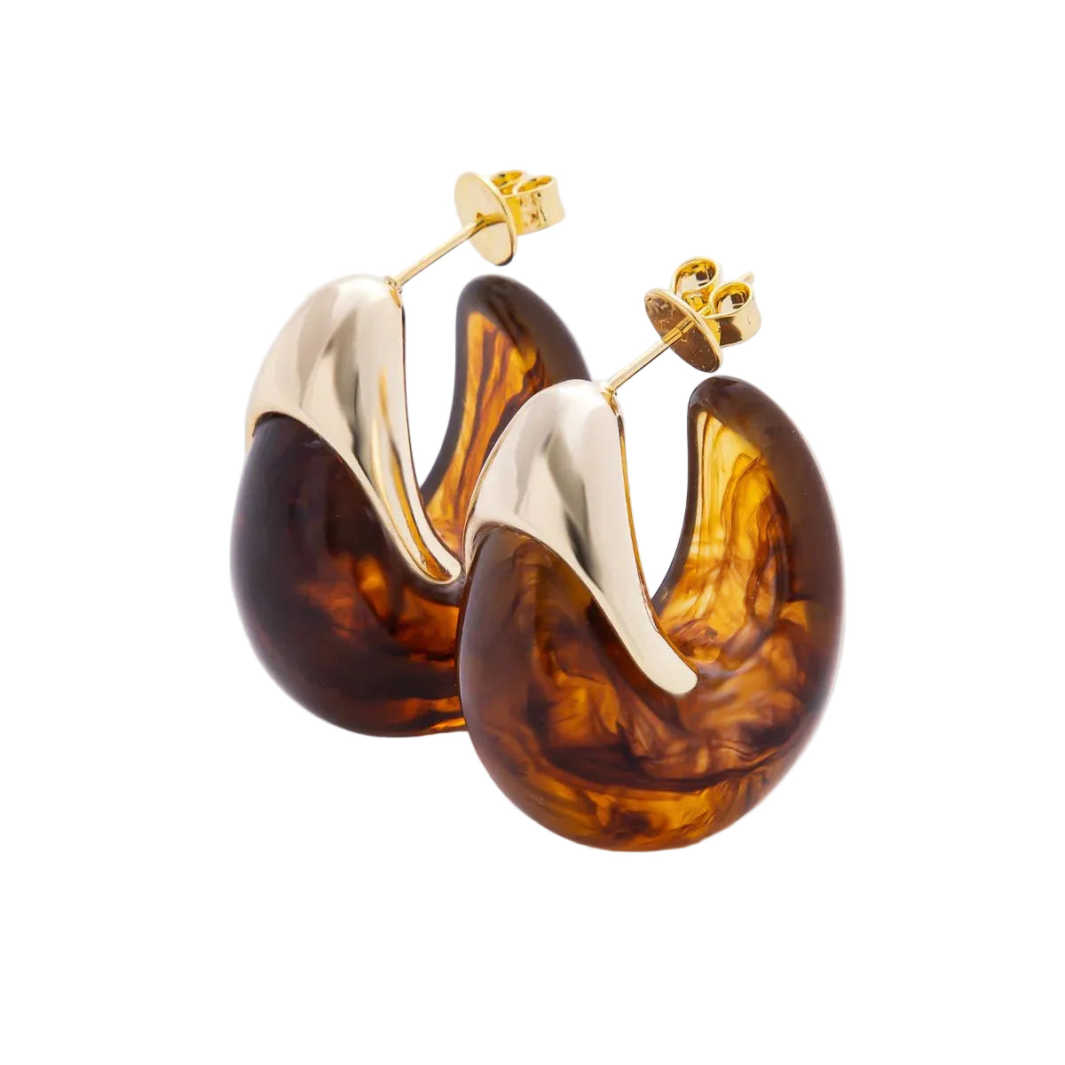 Resin Dreamy Retro J-Shaped Hoop Earrings EA-21AJ249 EA-21AJ252