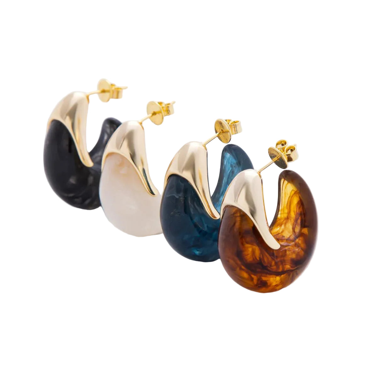 Resin Dreamy Retro J-Shaped Hoop Earrings EA-21AJ249 EA-21AJ252