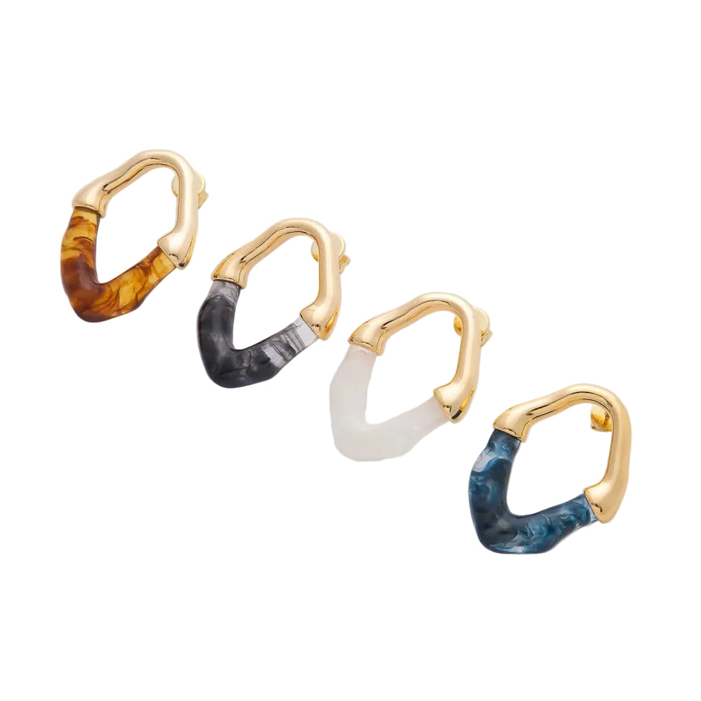 Gold Chic Resin Oval Stud Earrings EA-21AD1580 - EA-21AD1583