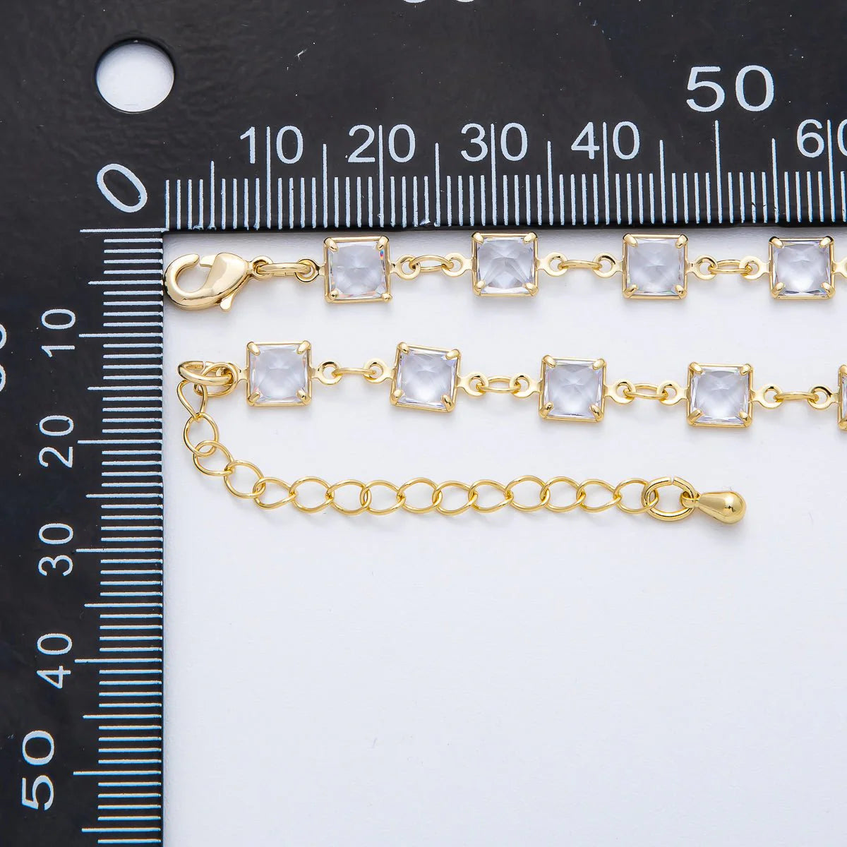 18K Gold Filled 5.7mm Clear CZ Chain 19 Inch Lariat Necklace W. Extender NC-21WA3273