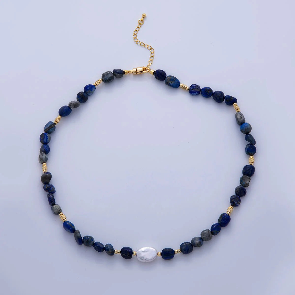 Freshwater Pearl Lapis Lazuli Gemstone 15.8 Inch Necklace CN-21WA3177