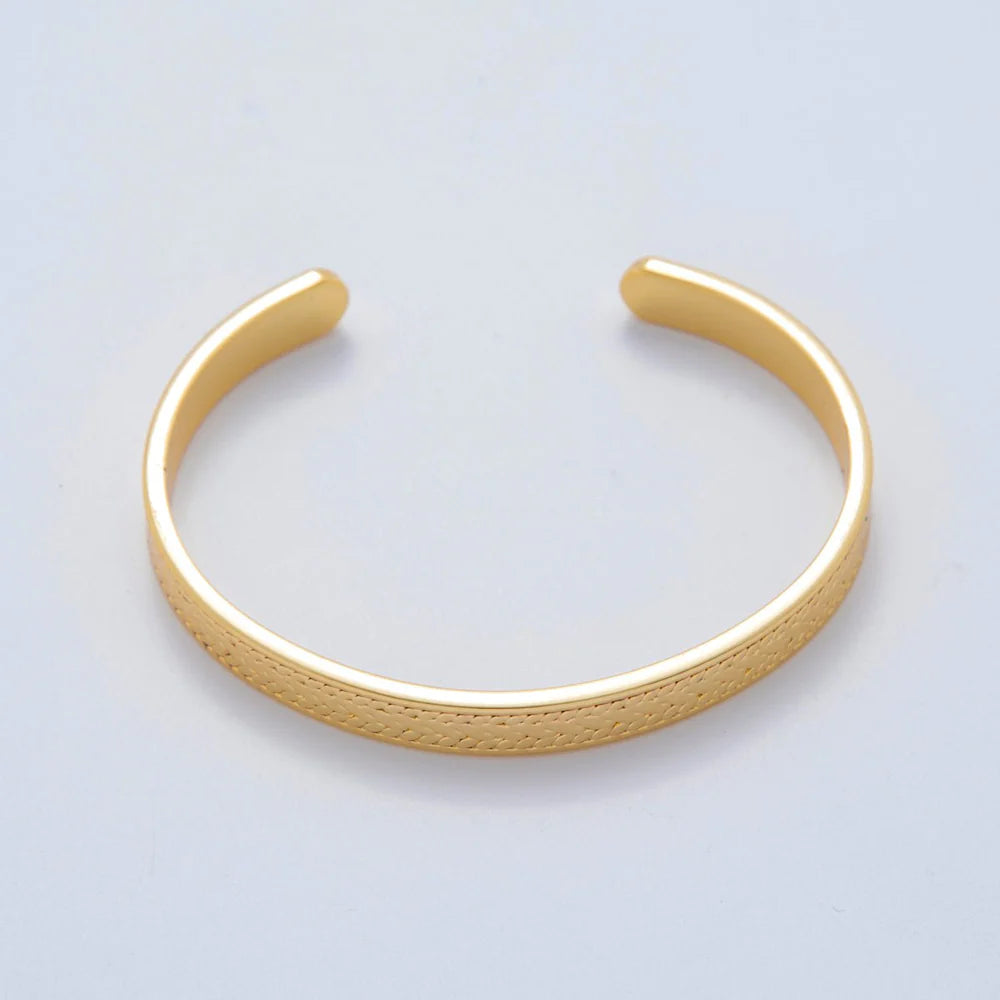 18K Gold Filled Geometric Line Engraved Wide Cuff Bracelet ✦ BR-21WA3294