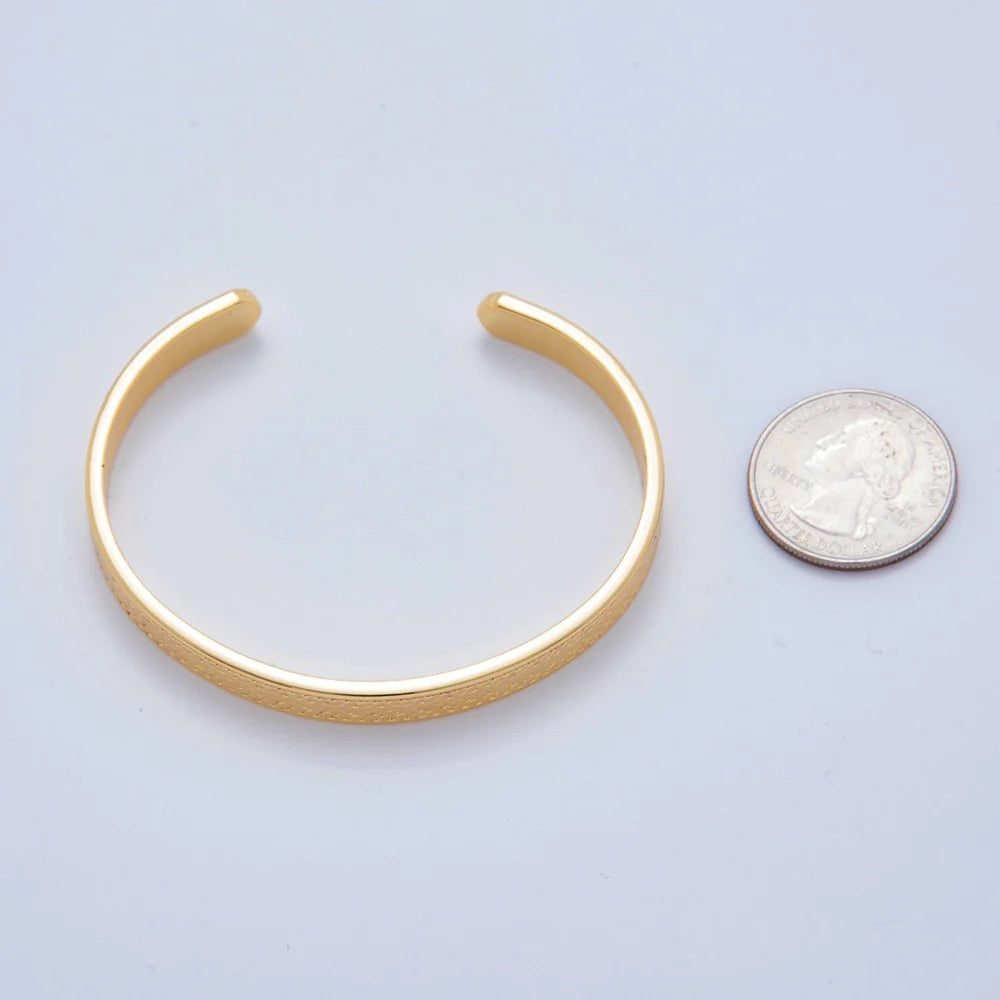 18K Gold Filled Geometric Line Engraved Wide Cuff Bracelet ✦ BR-21WA3294