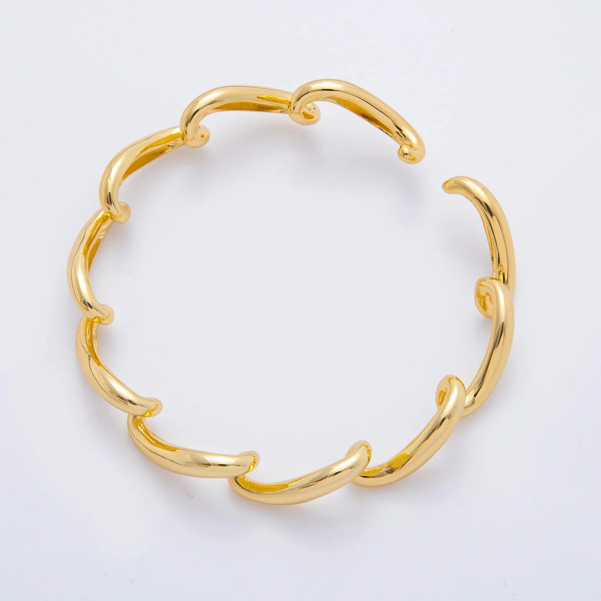18K Gold Filled Sculptural Abstract Wave Round Cuff Bangle Bracelet ✦ BA-21WA3462