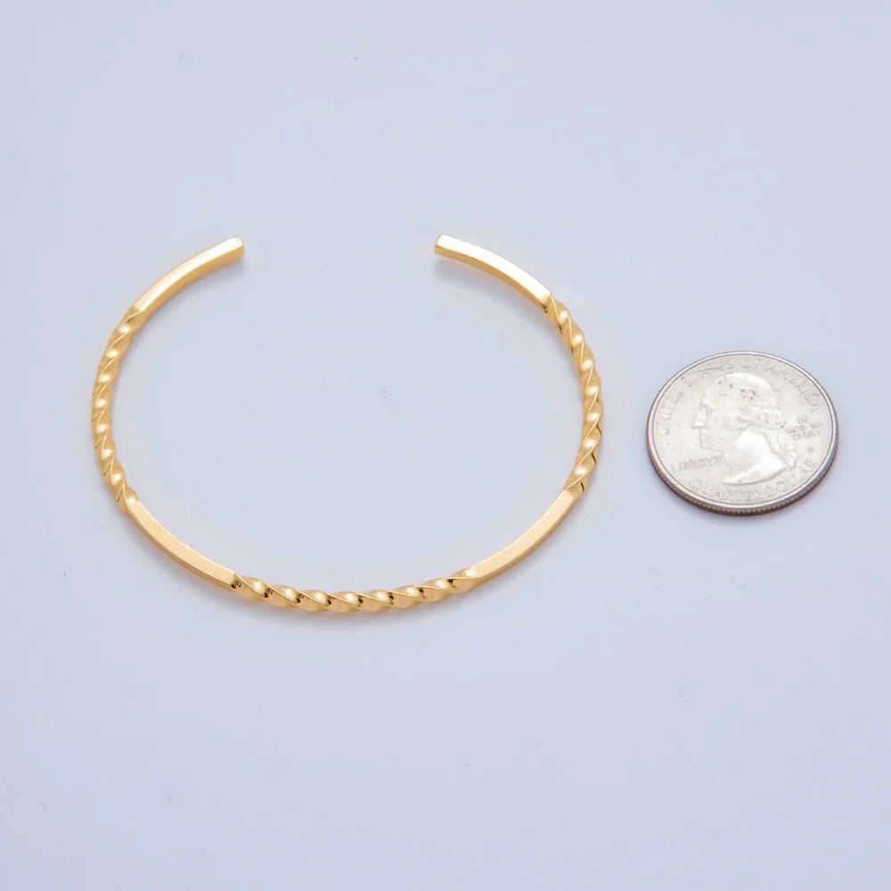 18K Gold Filled Twisted Band Bar Cuff Bracelet ✦ BR-21WA3289