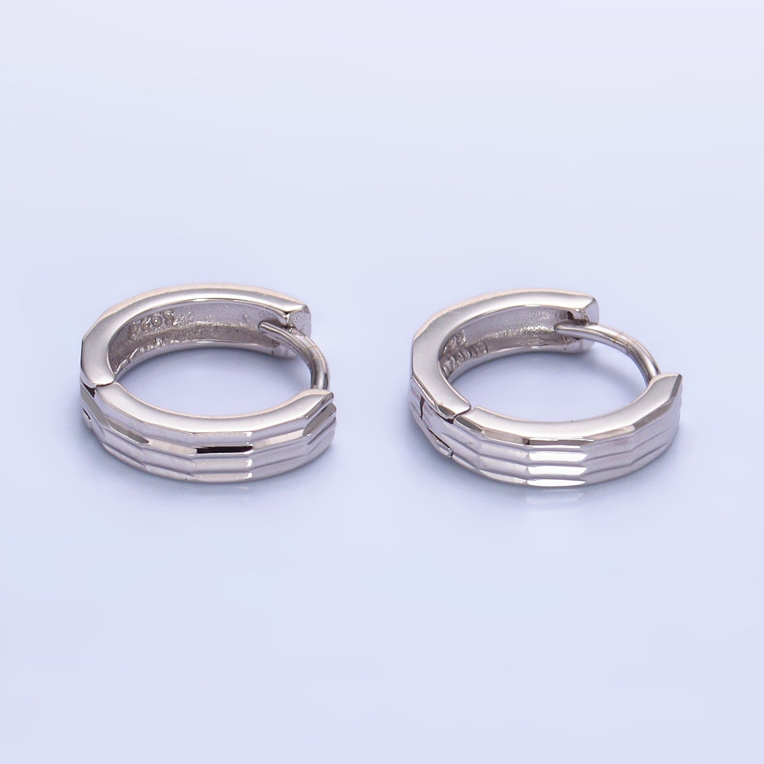 Dainty Sterling Silver Geometric Huggies ✦ EA-SL555