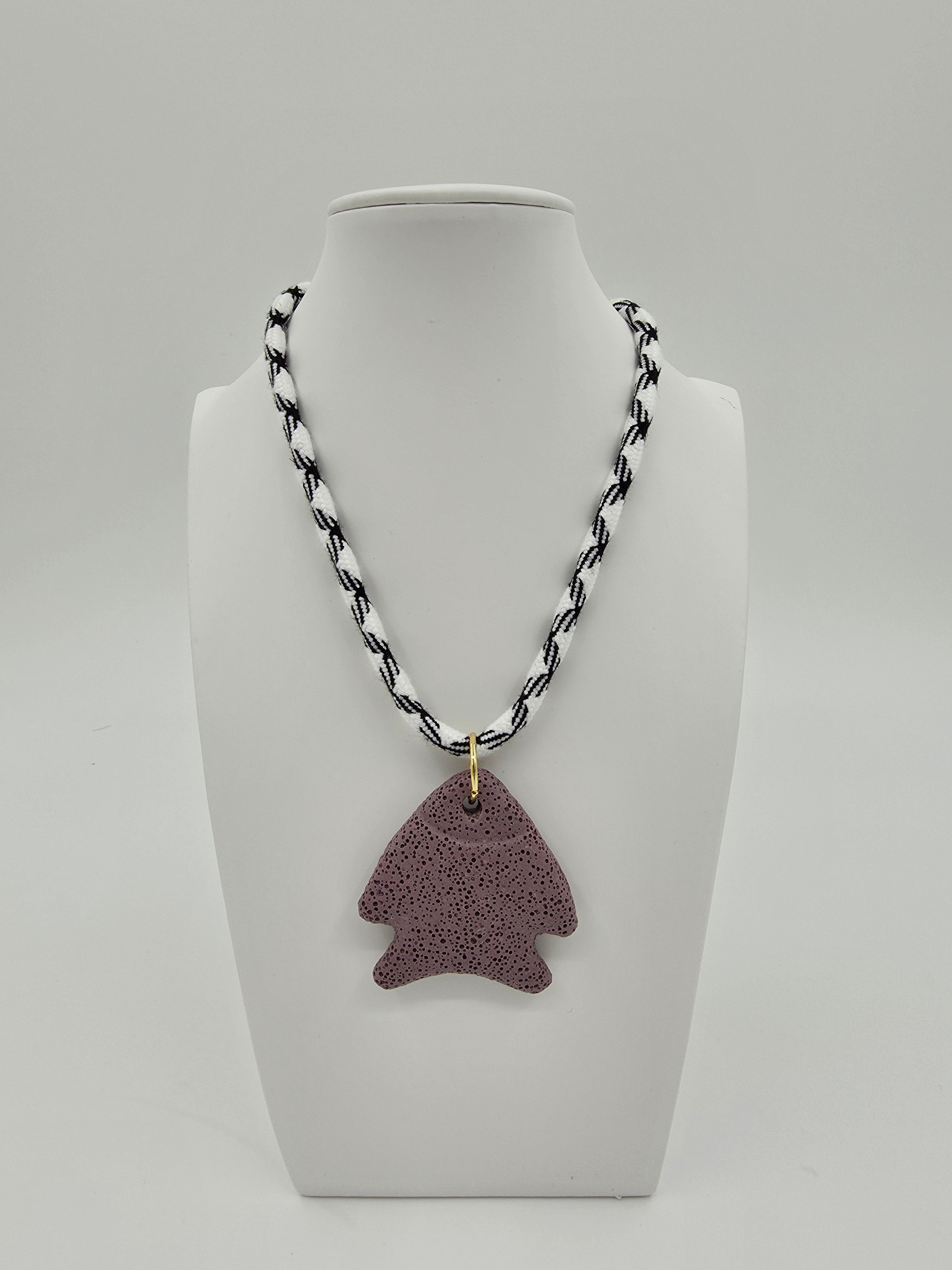 Purple Angel Fish Black-White Cord 15.5-Inch Necklace CDESIGN-00539
