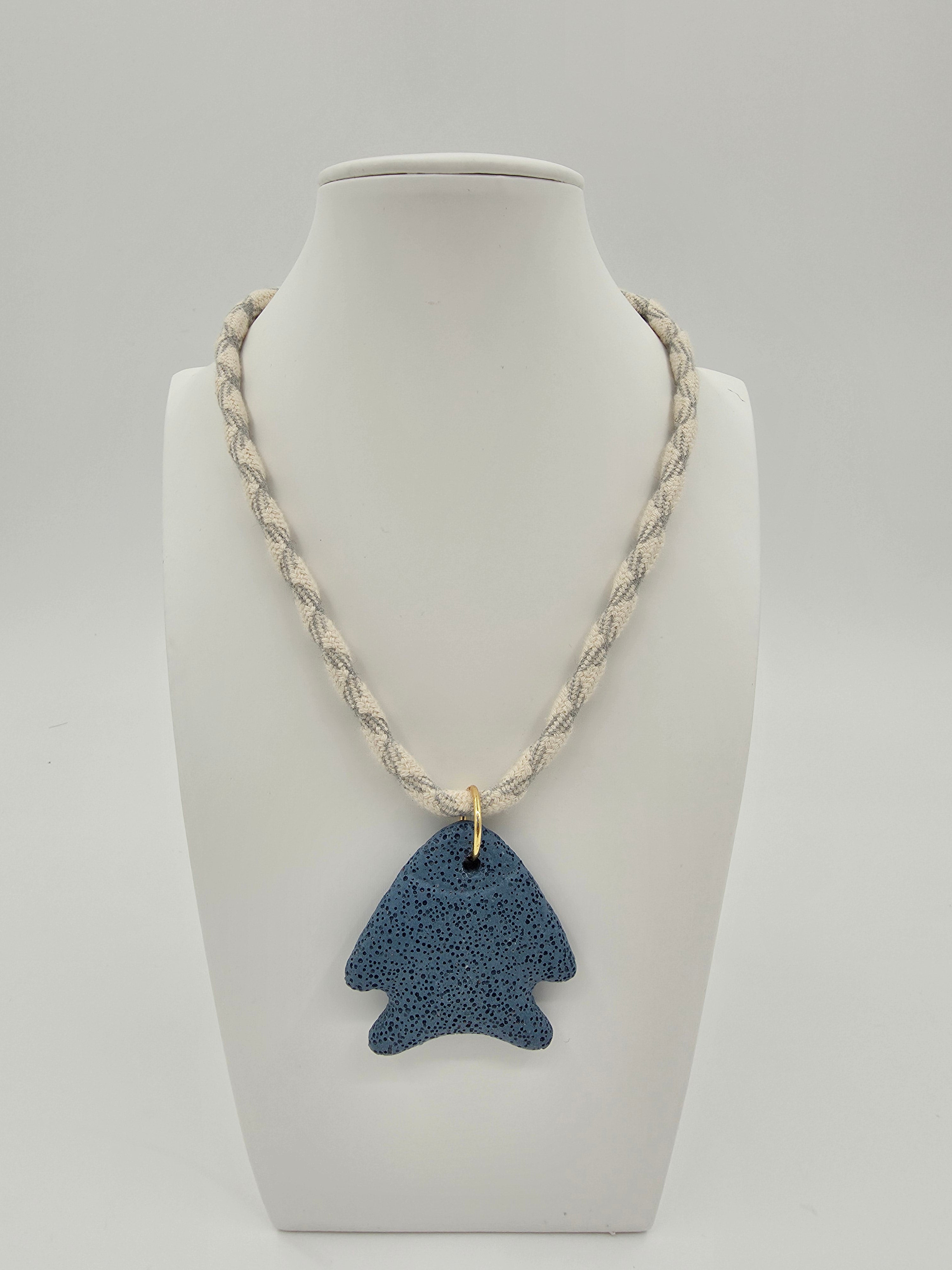 Blue Angel Fish Grey-Beige Cord 15.5-Inch Necklace CDESIGN-00538