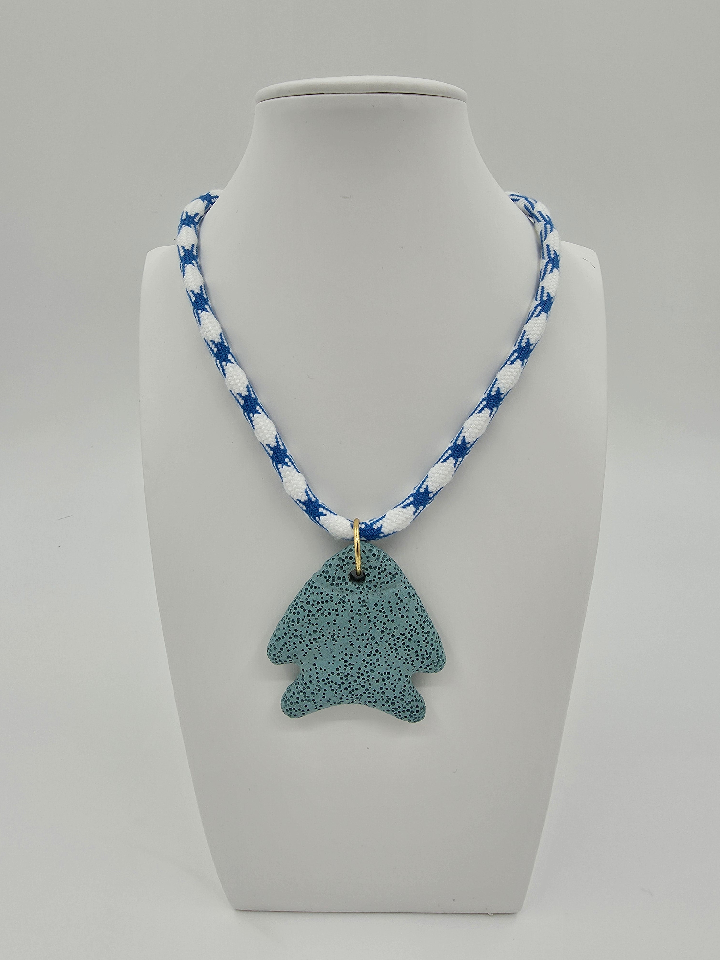 Aqua Sea Angel Fish Blue-White Cord 15.5-Inch Necklace CDESIGN-00536