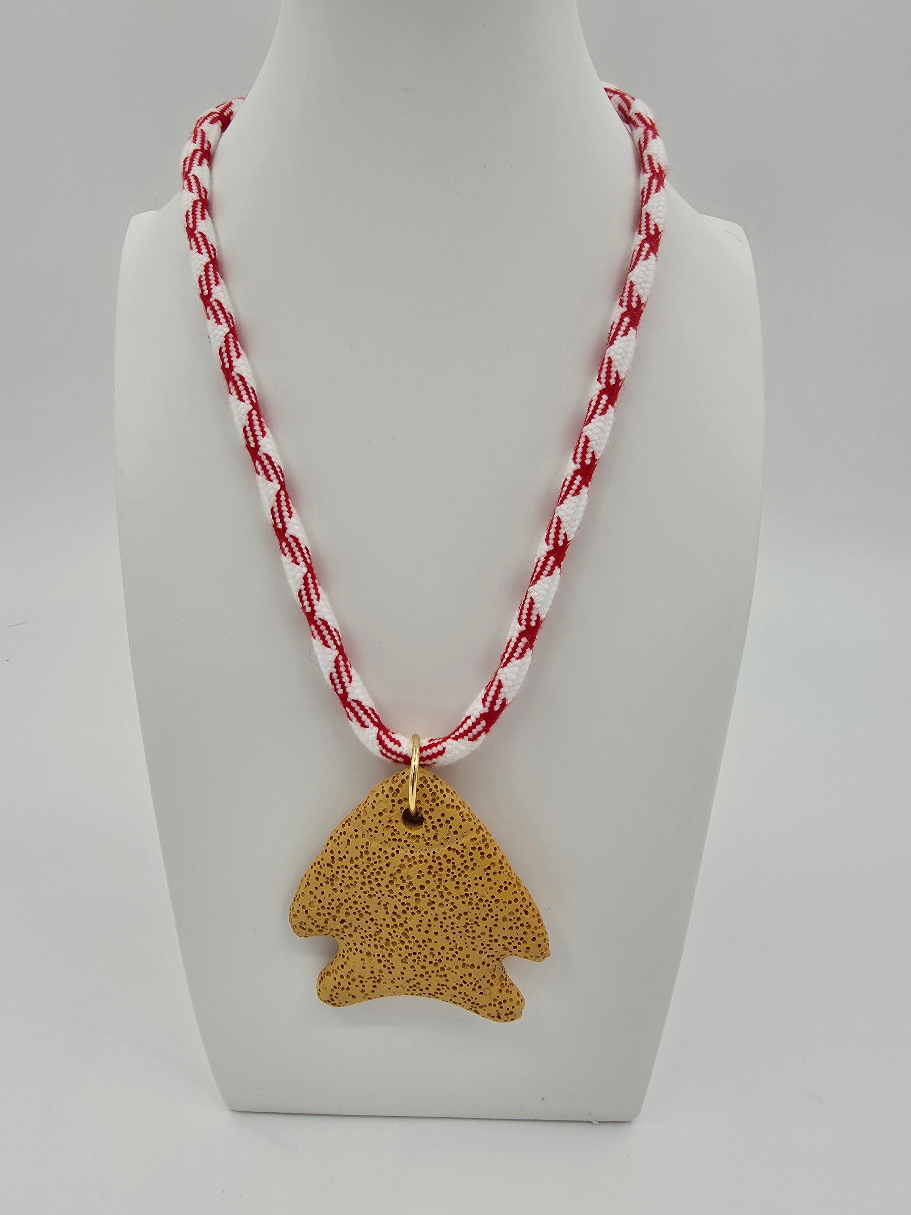 Yellow Angel Fish Red-White Cord 15.5-Inch Necklace CDESIGN-00537
