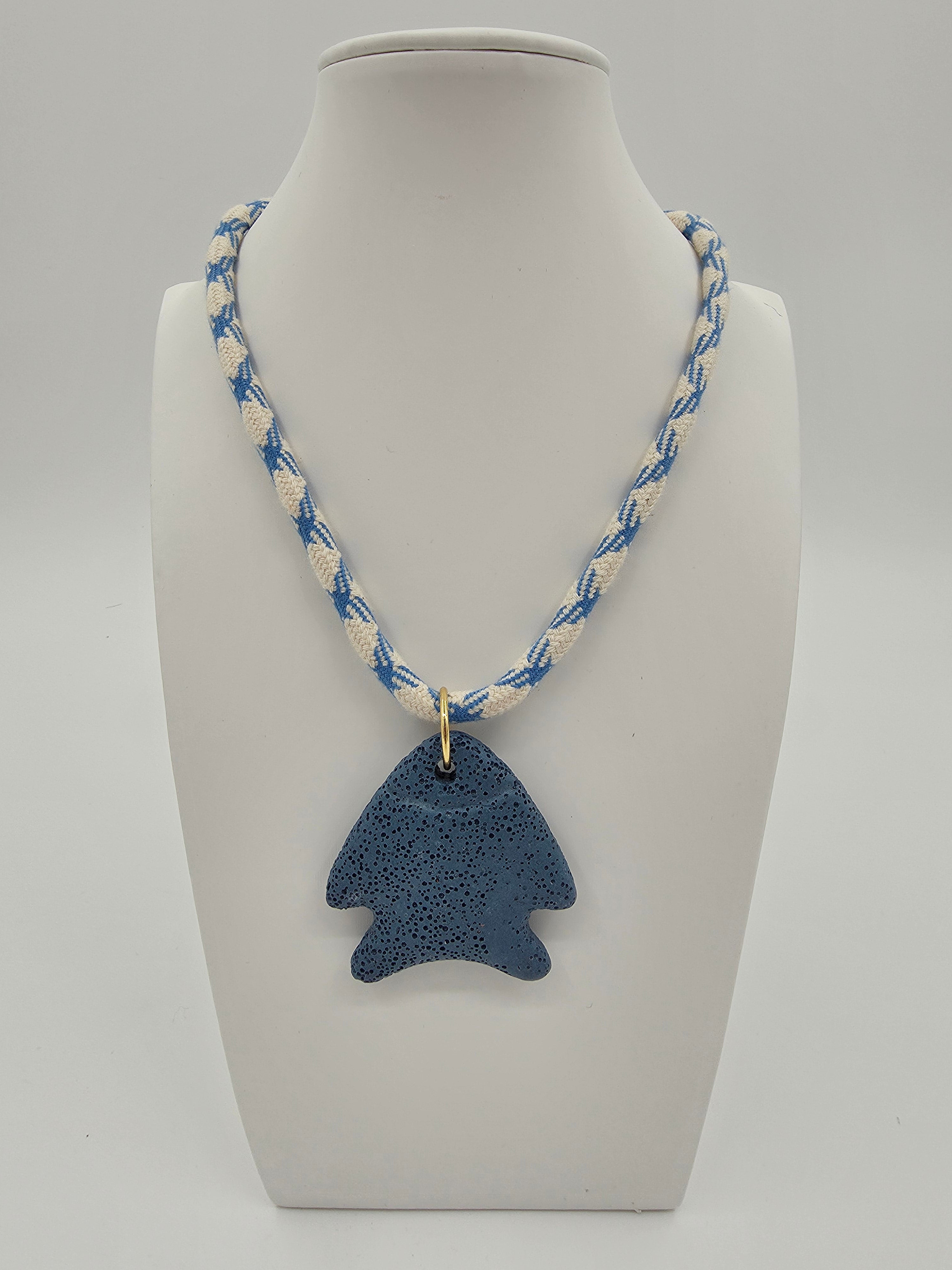 Blue Angel Fish Blue-Beige Cord 15.5-Inch Necklace CDESIGN-00534