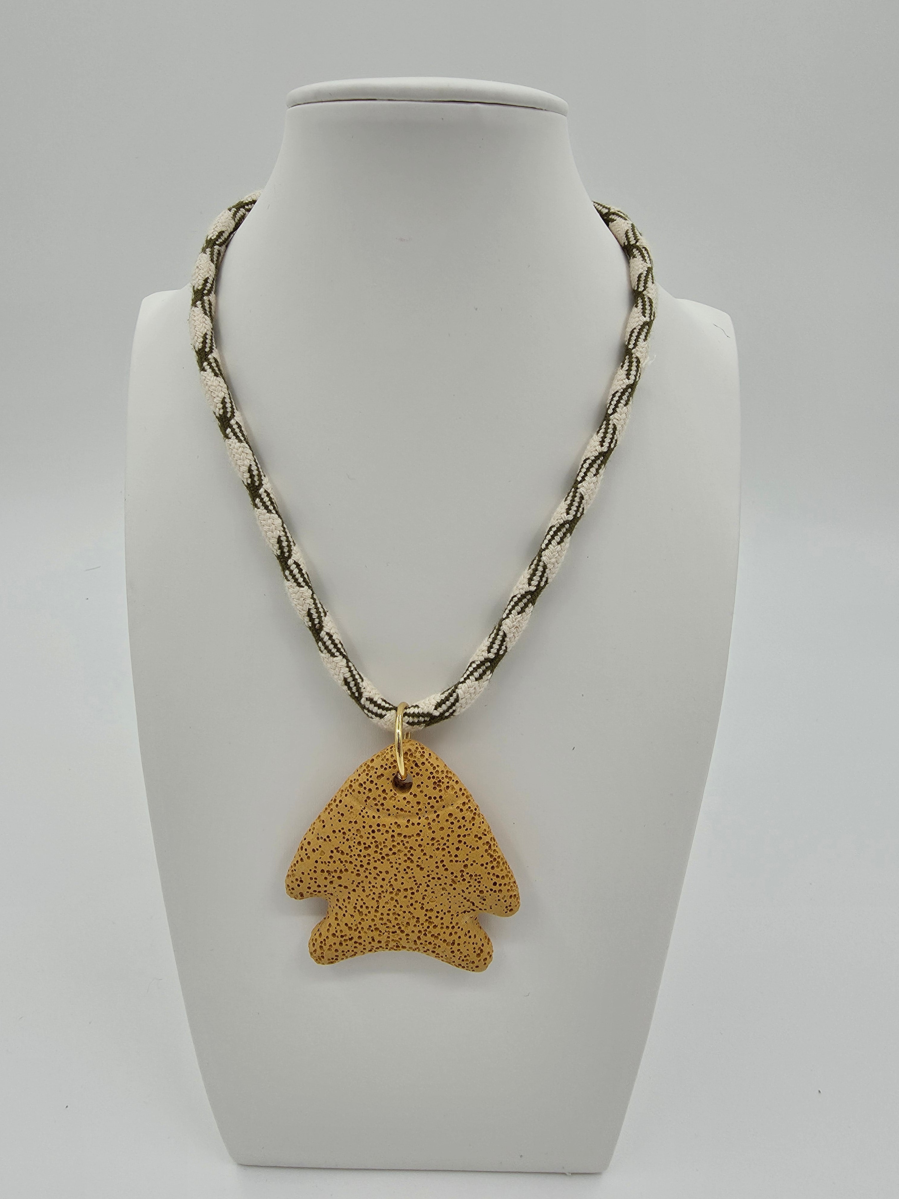 Yellow Angel Fish Green-Beige Cord Necklace CDESIGN-00529