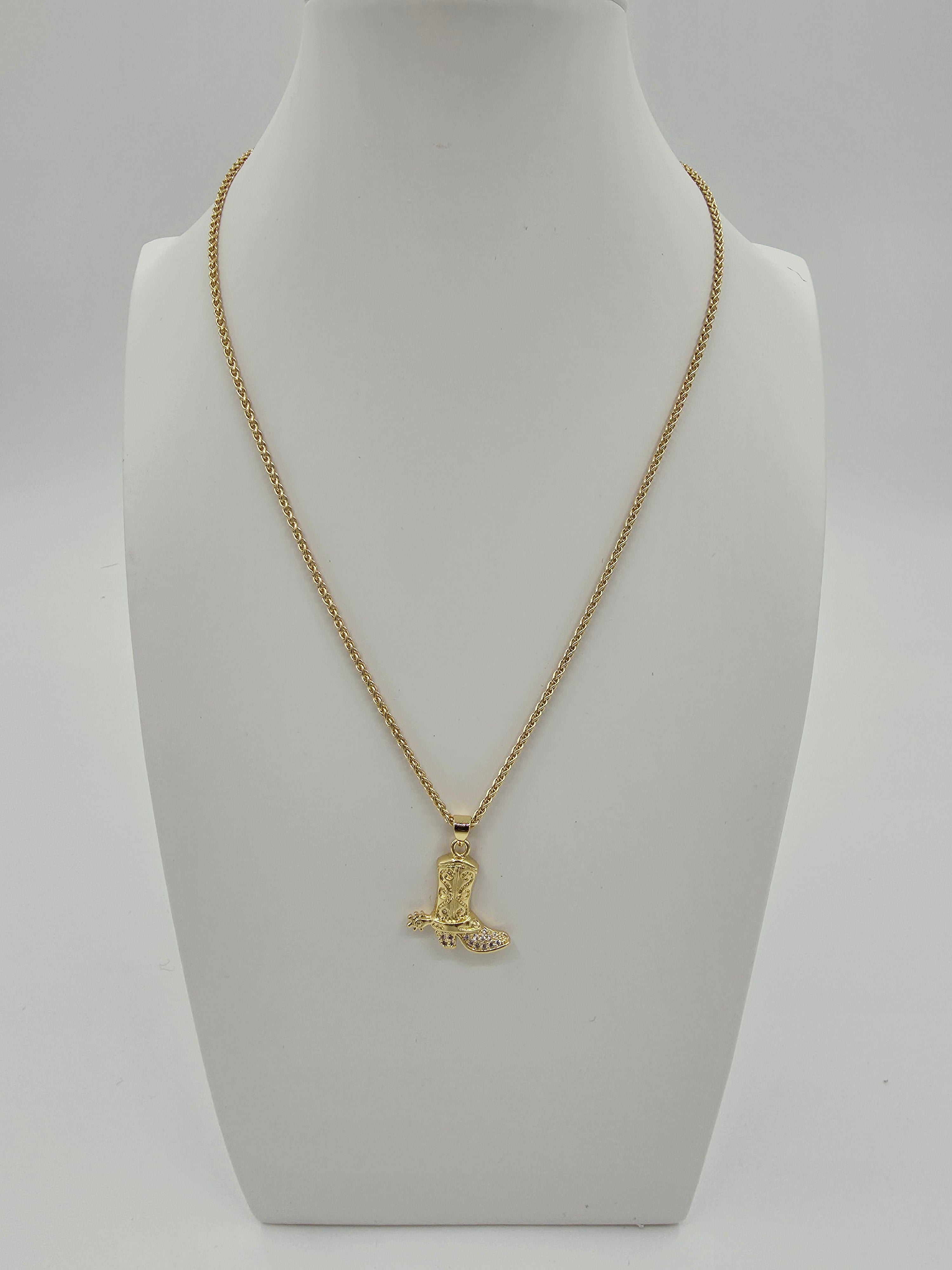 CZ Cowboy boots Foxtail Chain 18-Inch Necklace CDESIGN-00499