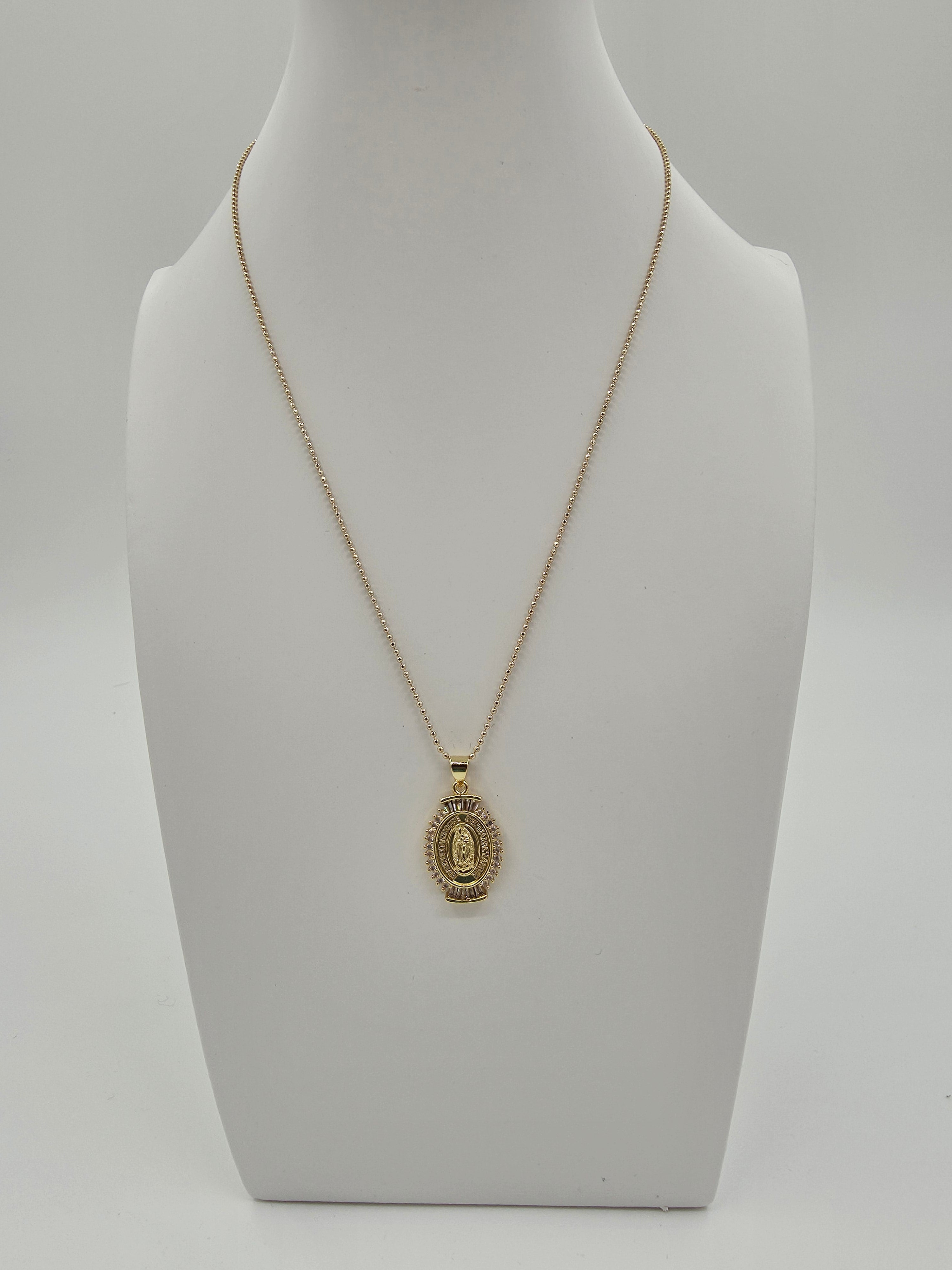 Virgin De Guadalupe Bead Ball Chain 17.5-inch Necklace CDESIGN00493