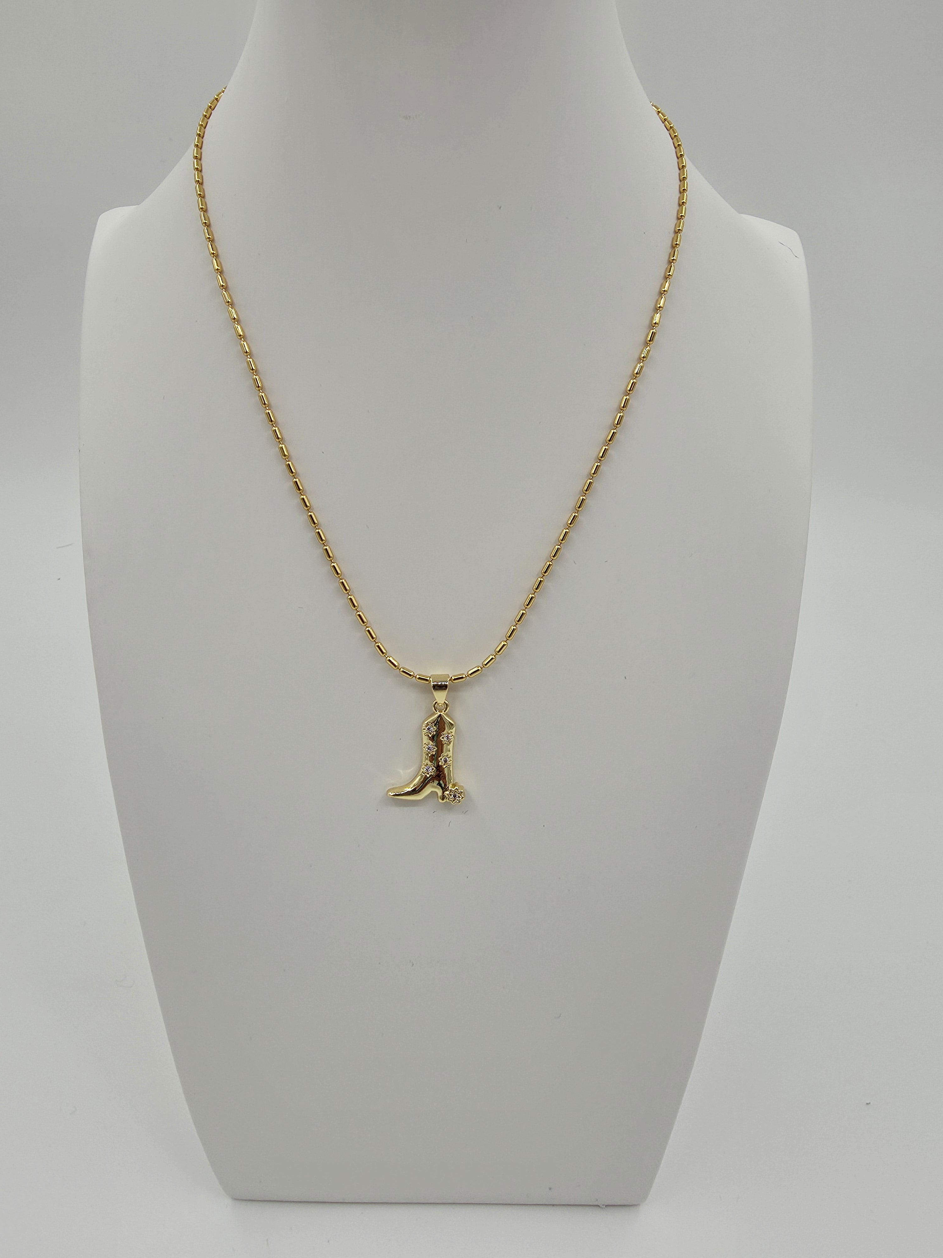 Cowgirl Boot Danity Tube Chian 15.5 Inch Necklace CDESIGN-00523