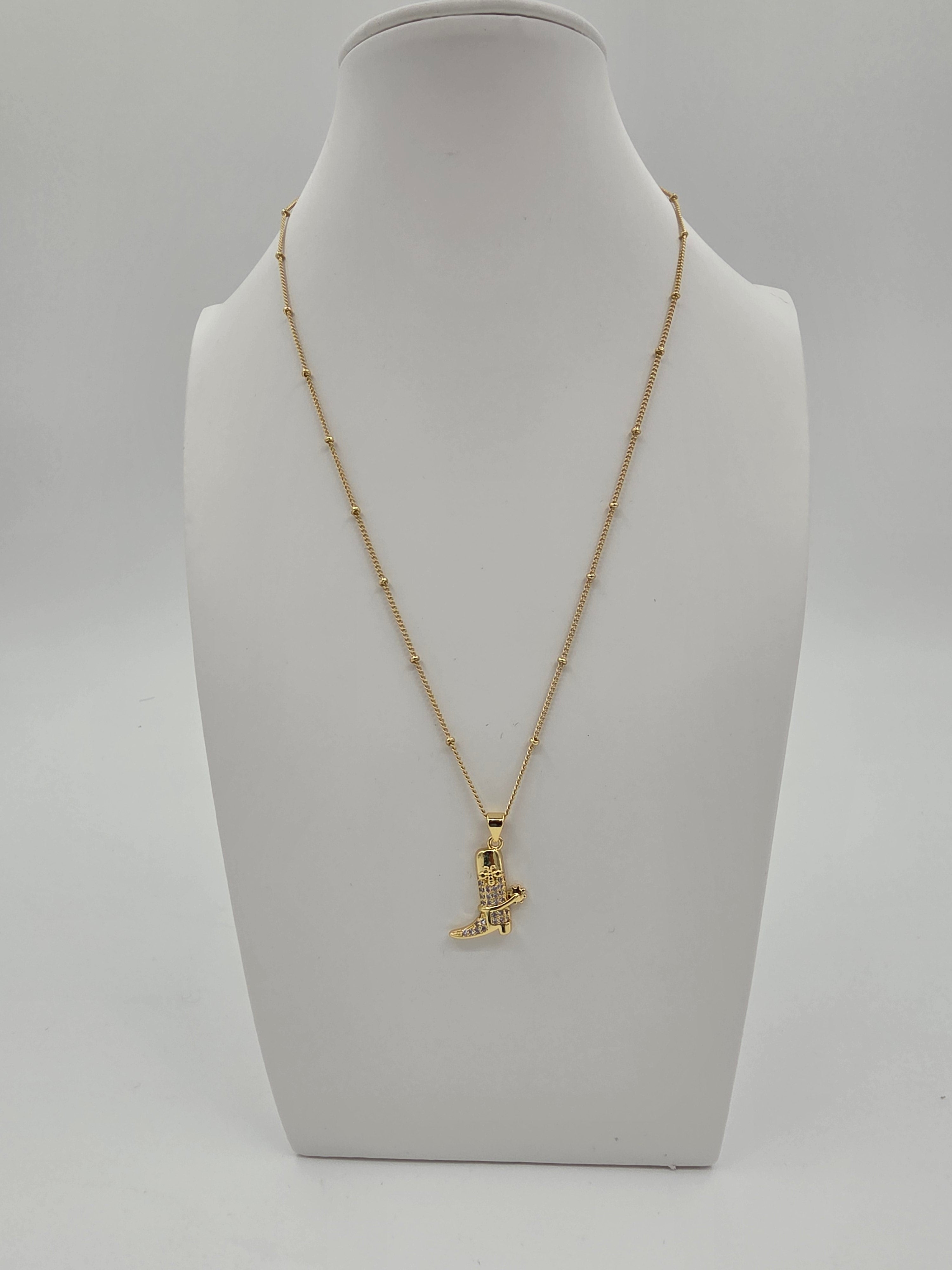 Bee Cowboy Boot Curb Satellite Chain 18-Inch Necklace CDESIGN-00524