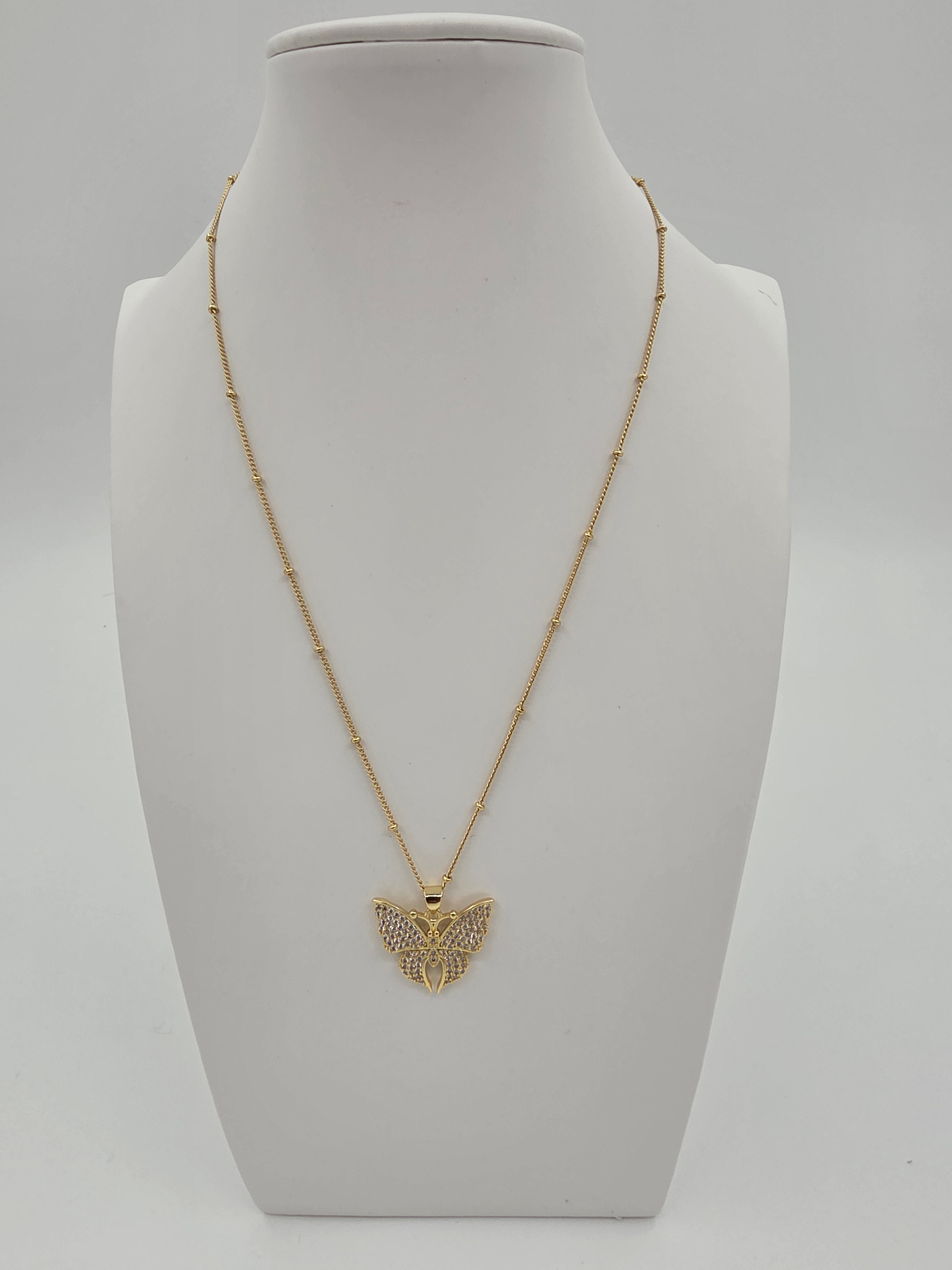 Butterfly Monarch Curb Satellite 18-inch Necklace CDESIGN00548