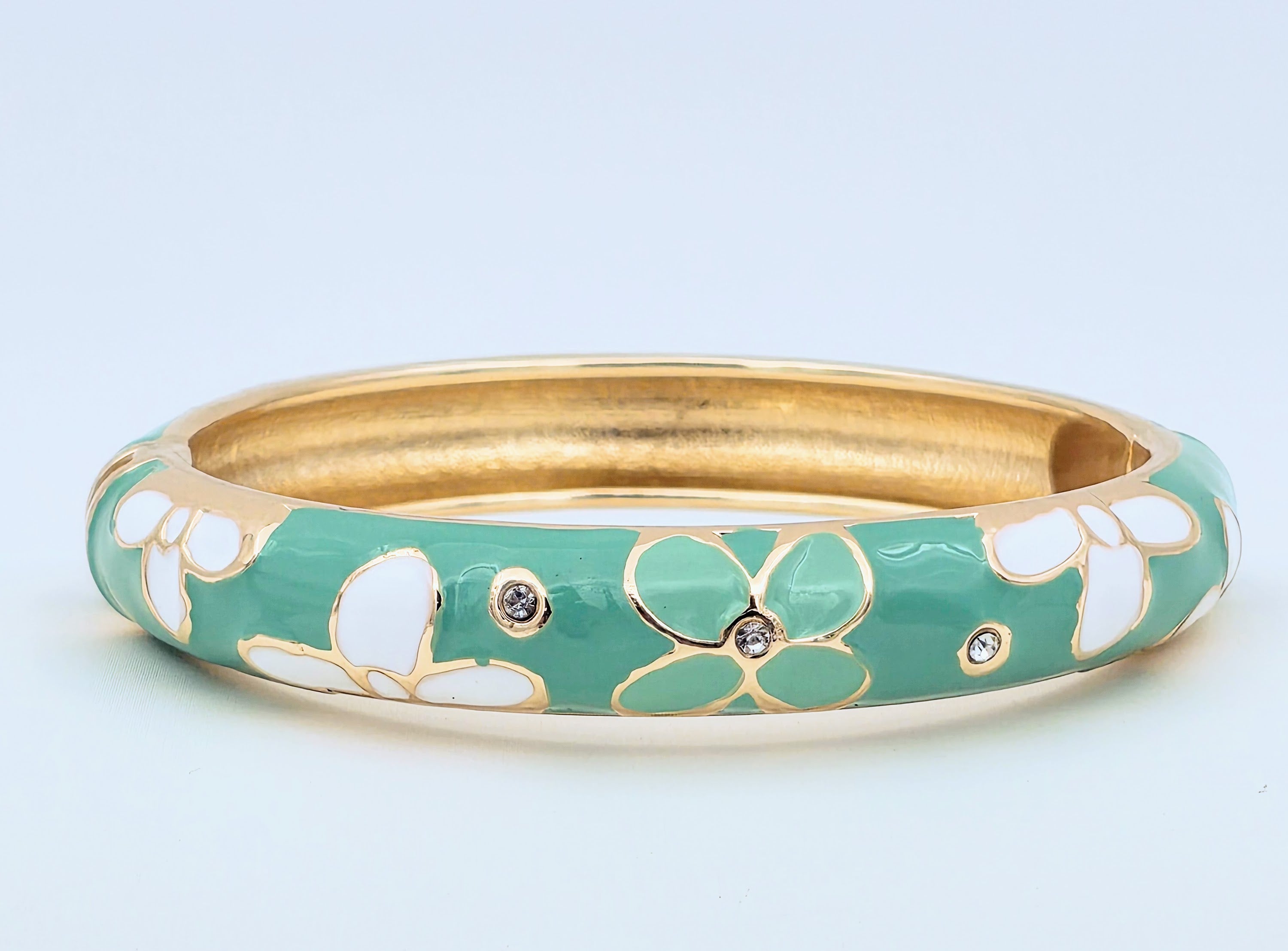 Enamel Mint Green White Flower Mint Green Bangel BRACELET-21WA03371