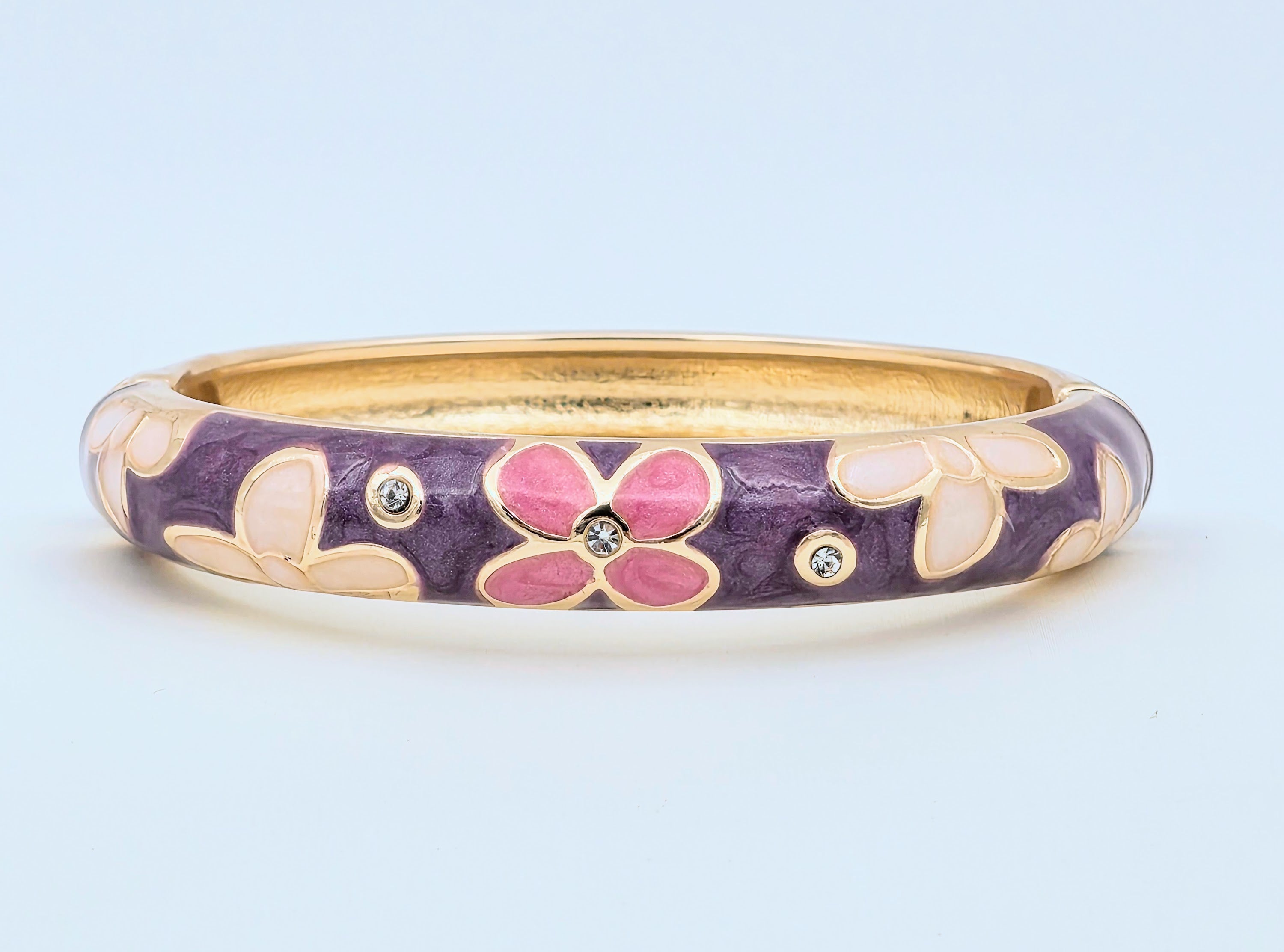 Enamel Pink Baby Pink Flower Purple Bangel BRACELET-21WA03373