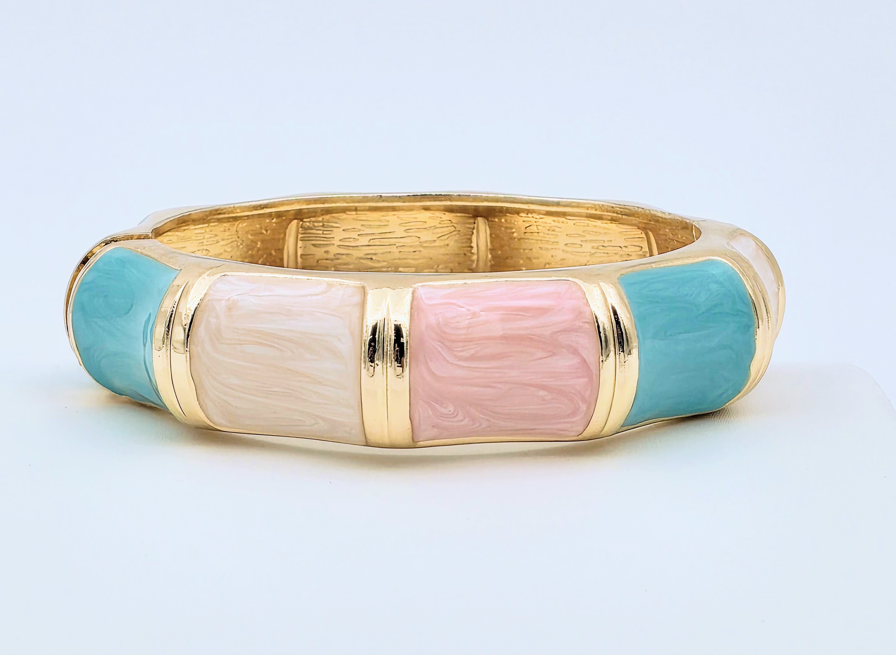 Enamel Turquoise Baby Pink Beige Bangel BRACELET-21WA03354