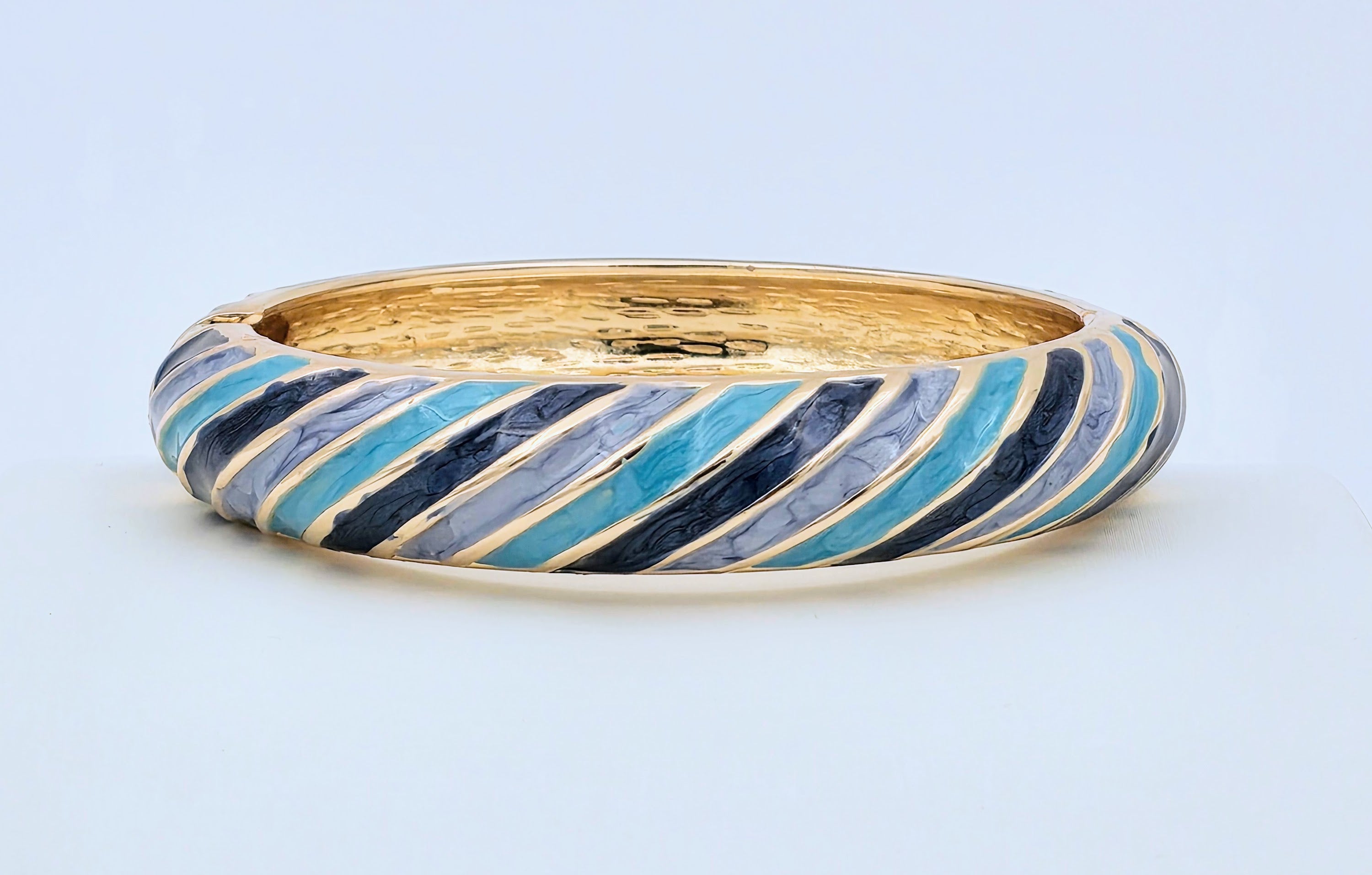 Enamel Navy Blue Aquamarine Bangel BRACELET-21WA03333
