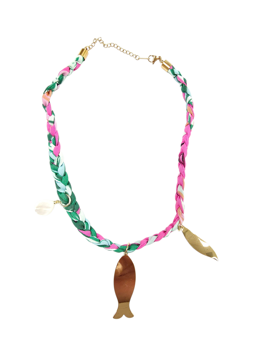 Goldfish Multi Charm Tropical Scarf Necklace NC-2039