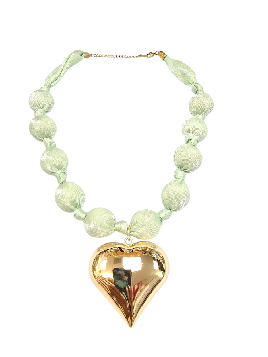 Sheer mint green chunky round bead necklace NC-SJ2070