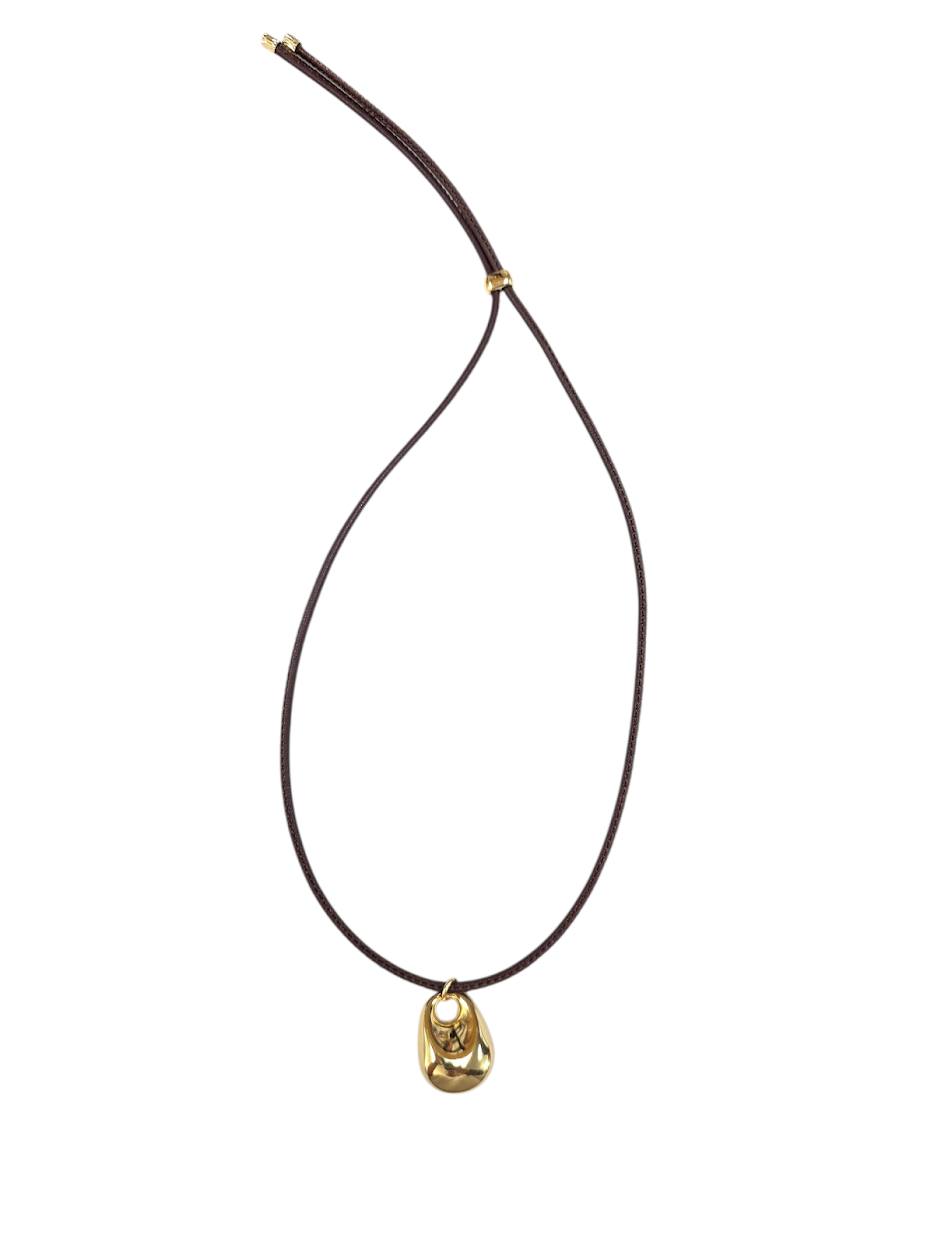 Black adjustable cord necklace with gold drop pendant NC-SJ2089