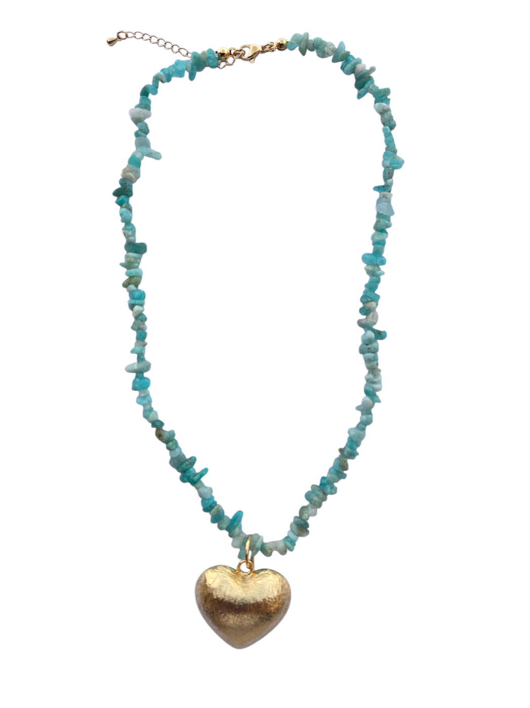 Amazonite Beaded Chip Heart Necklace NC-SJ0331