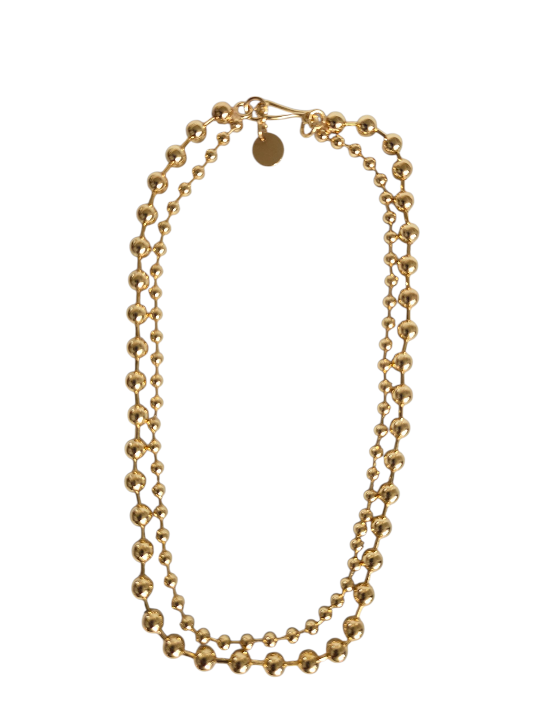 Round Ball Link Beaded Chain Layer Necklace CN-21WA2562