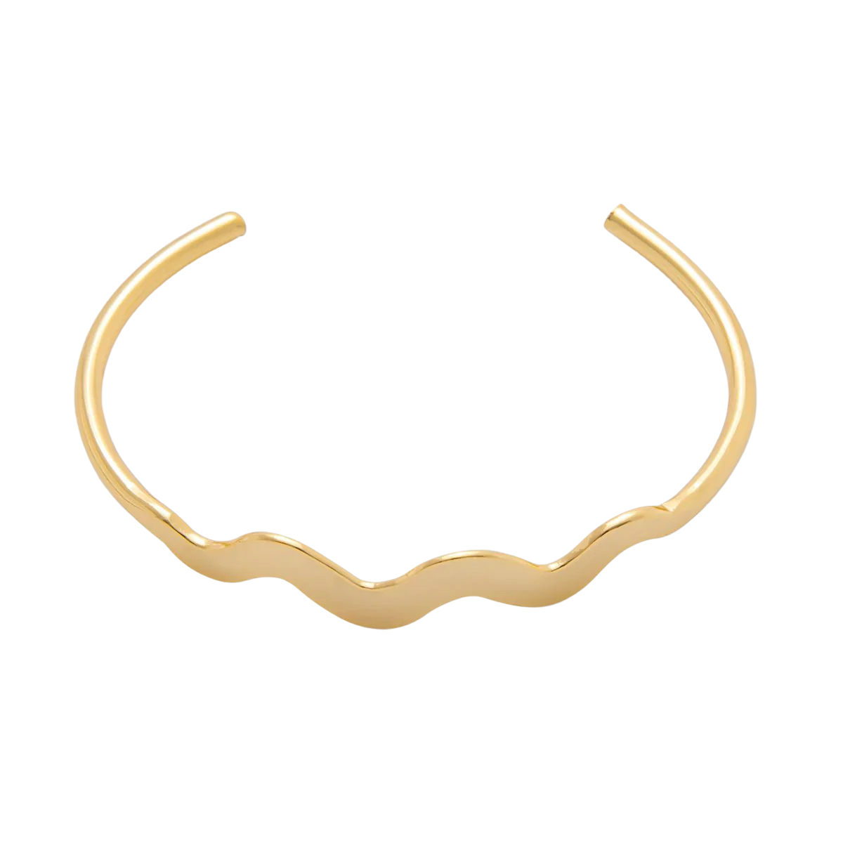 Gold Stainless Steel Triple Wave Round Cuff Bangle Bracelet ✦ BA-21WA3466