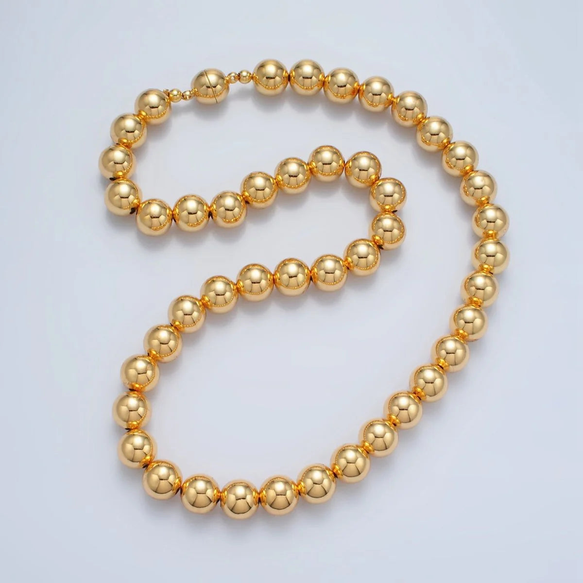 24K Gold Filled 10mm Beaded Bubble Magnetic Closure 18.5 Inch Necklace NC-21WA2635