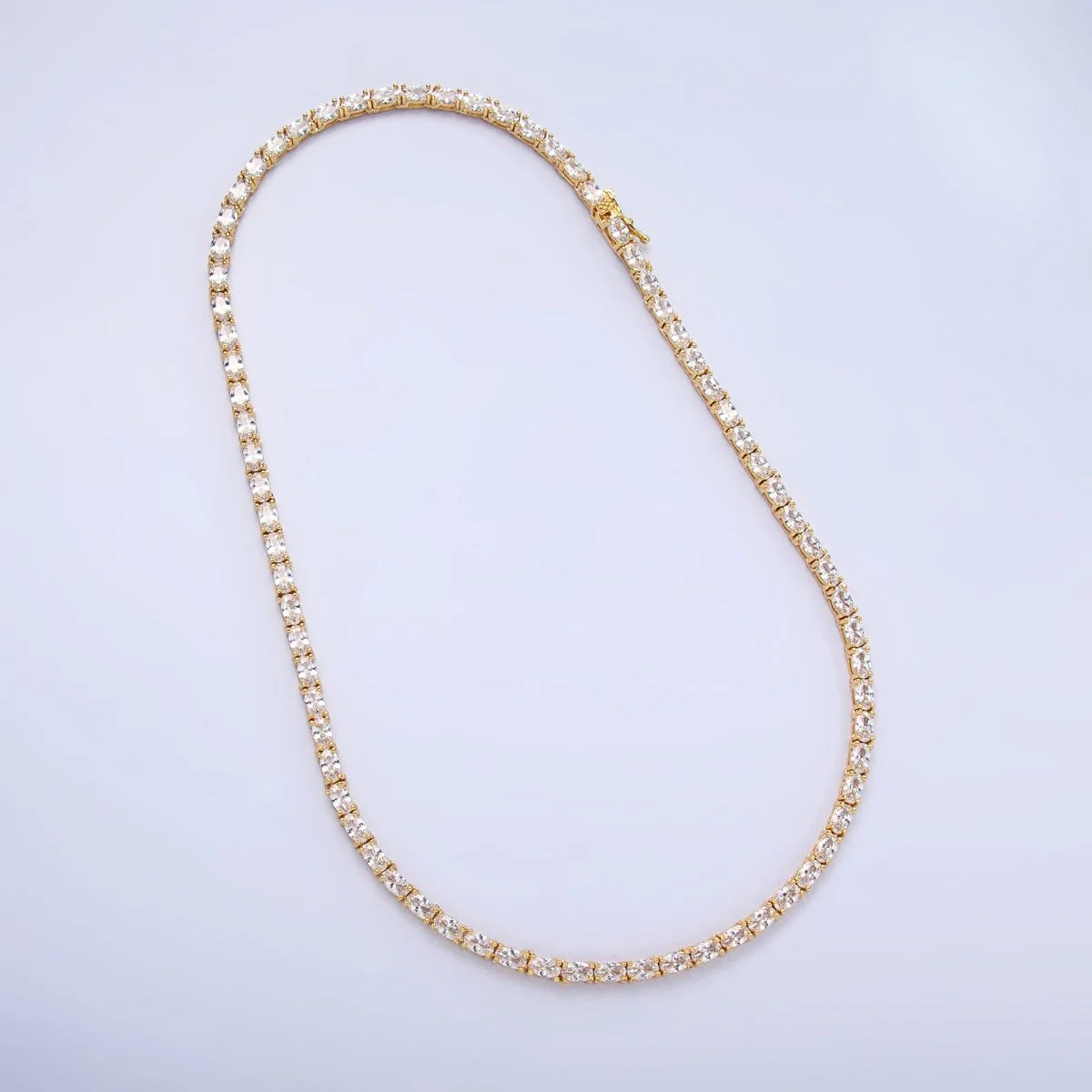Clear Oval CZ Tennis Chain 16 Inch Necklace CN-21WA3023