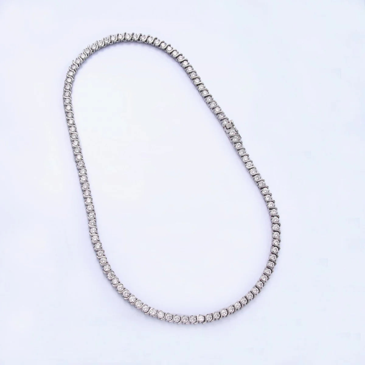 Curved S-Link Tennis Chain 16 Inch Necklace in Gold & Silver CN-21WA3028 CN-21WA3029