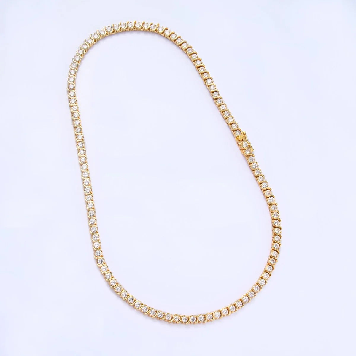 Curved S-Link Tennis Chain 16 Inch Necklace in Gold & Silver CN-21WA3028 CN-21WA3029
