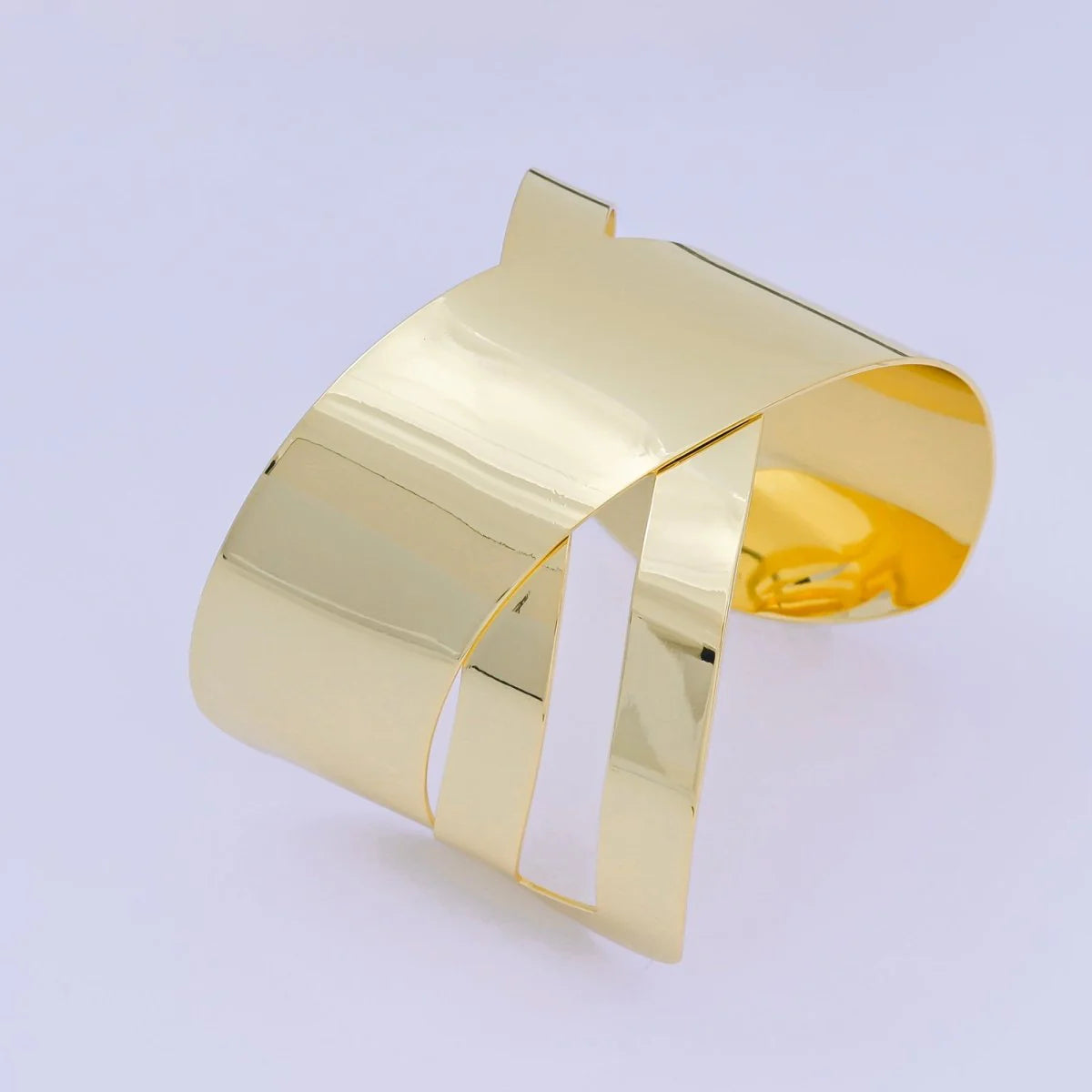 24K Gold Filled Metallic Twisted Irregular Cuff Bracelet BA-21WA3408