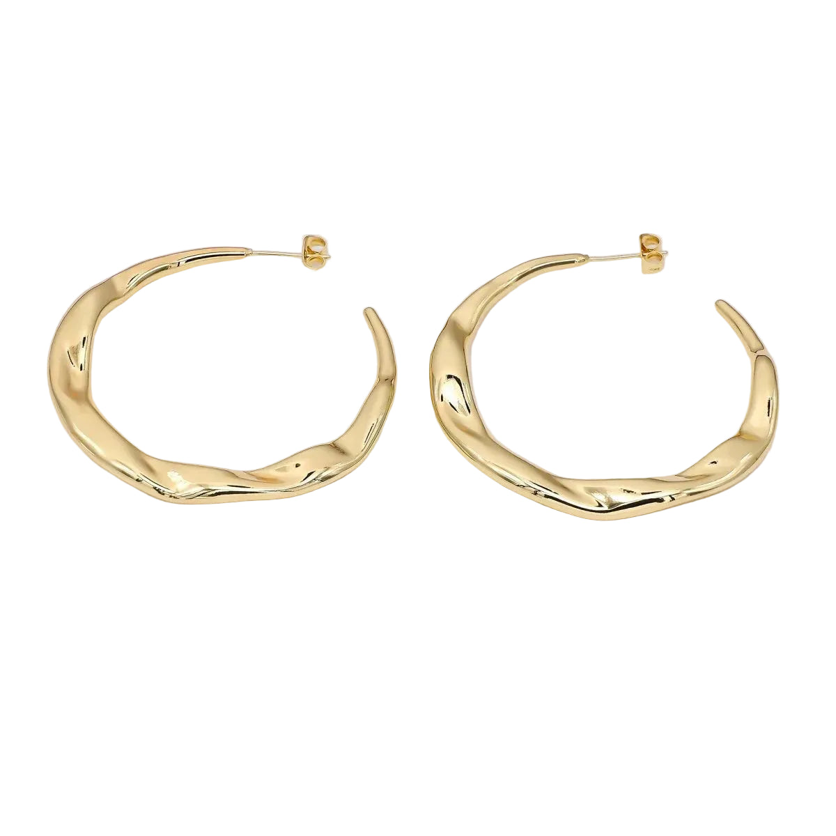 Molten Gold Modern Hoops Earrings 50mm ✦ EA-21AJ078