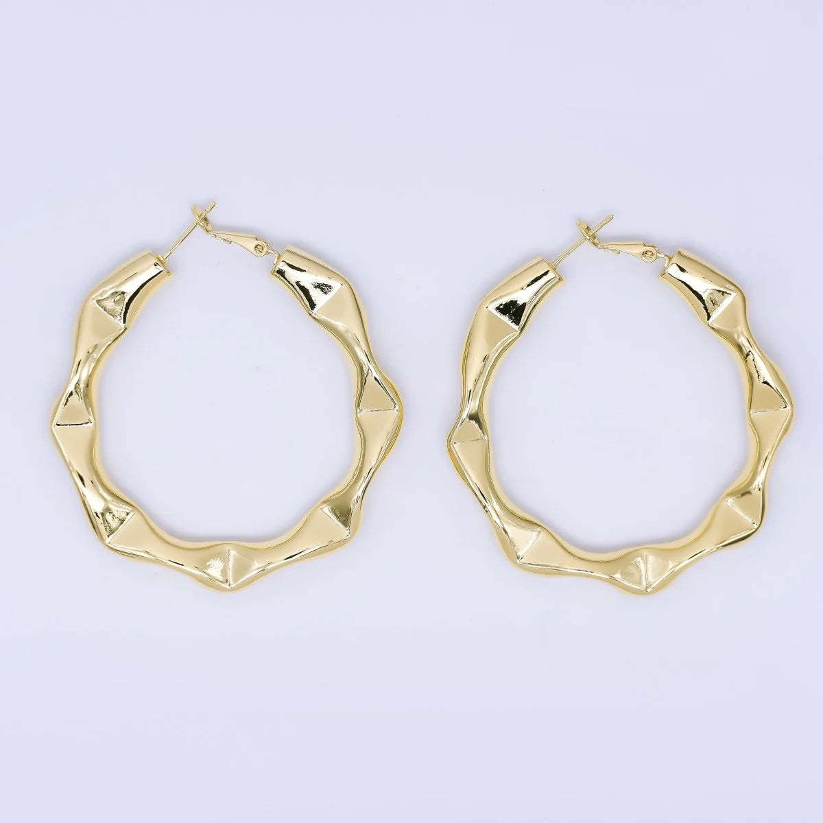Minimalist Geometric Textured Molten French Lock Hoops Earrings ✦ EA-21AJ084