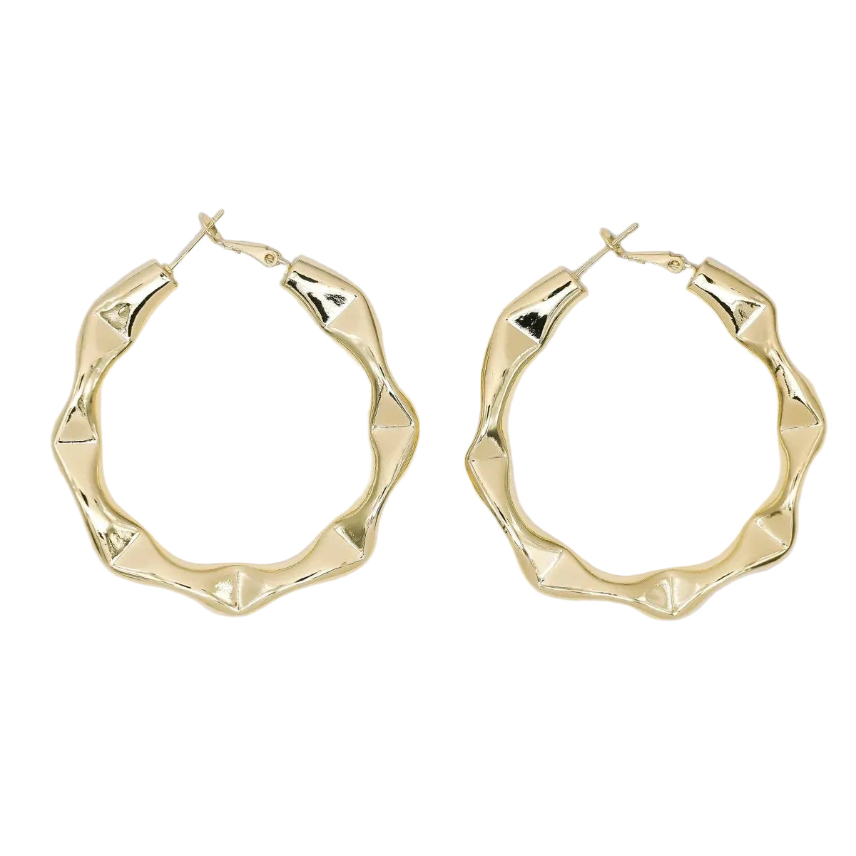Minimalist Geometric Textured Molten French Lock Hoops Earrings ✦ EA-21AJ084