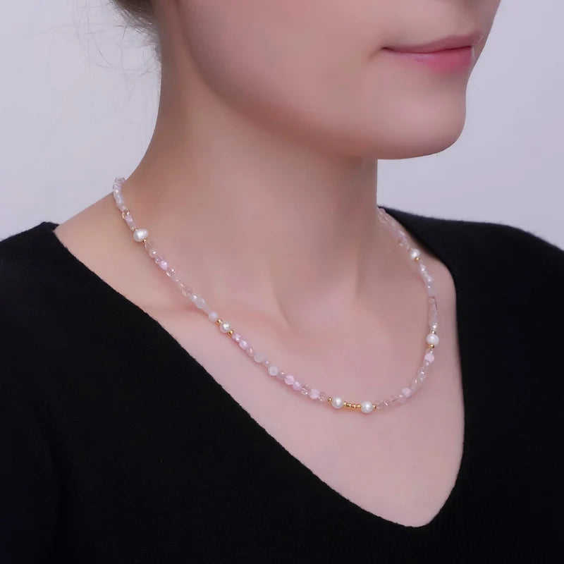 Pink Multifaceted Gemstone 17.5 Inch Necklace CN-0307