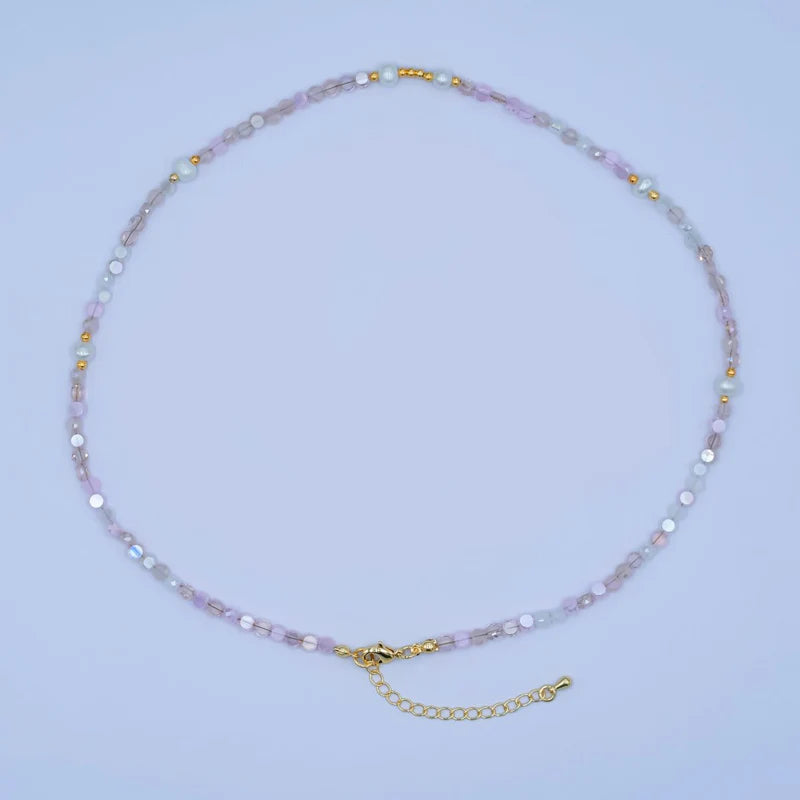 Pink Multifaceted Gemstone 17.5 Inch Necklace CN-0307