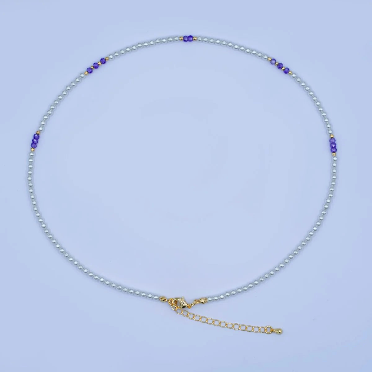 Purple Shell Pearl Gemstone Bead Sacred Heart 17 Inch Necklace NC-SJ2110
