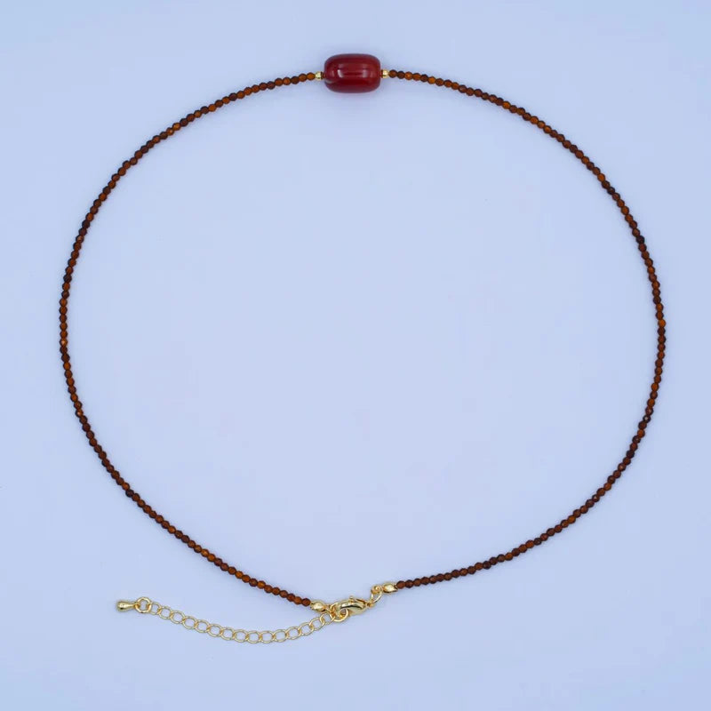 Red Carnelian Gemstone Bead 17 Inch Necklace CN-0094